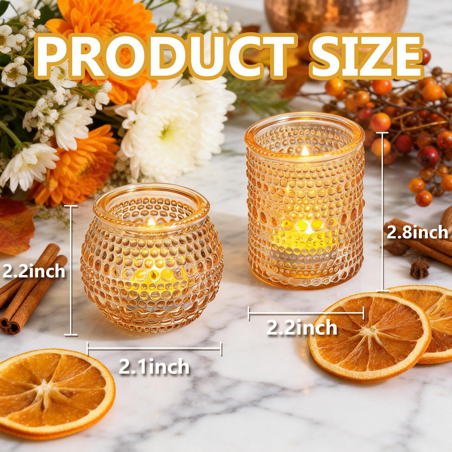 Rubtlamp 24pcs Gold Votive Candle Holder, Two Size Tea Light Candle Holders, Glass Candle Holder for Table Centerpiece, Wedding, Baby Shower, Birthday and Home Decorations