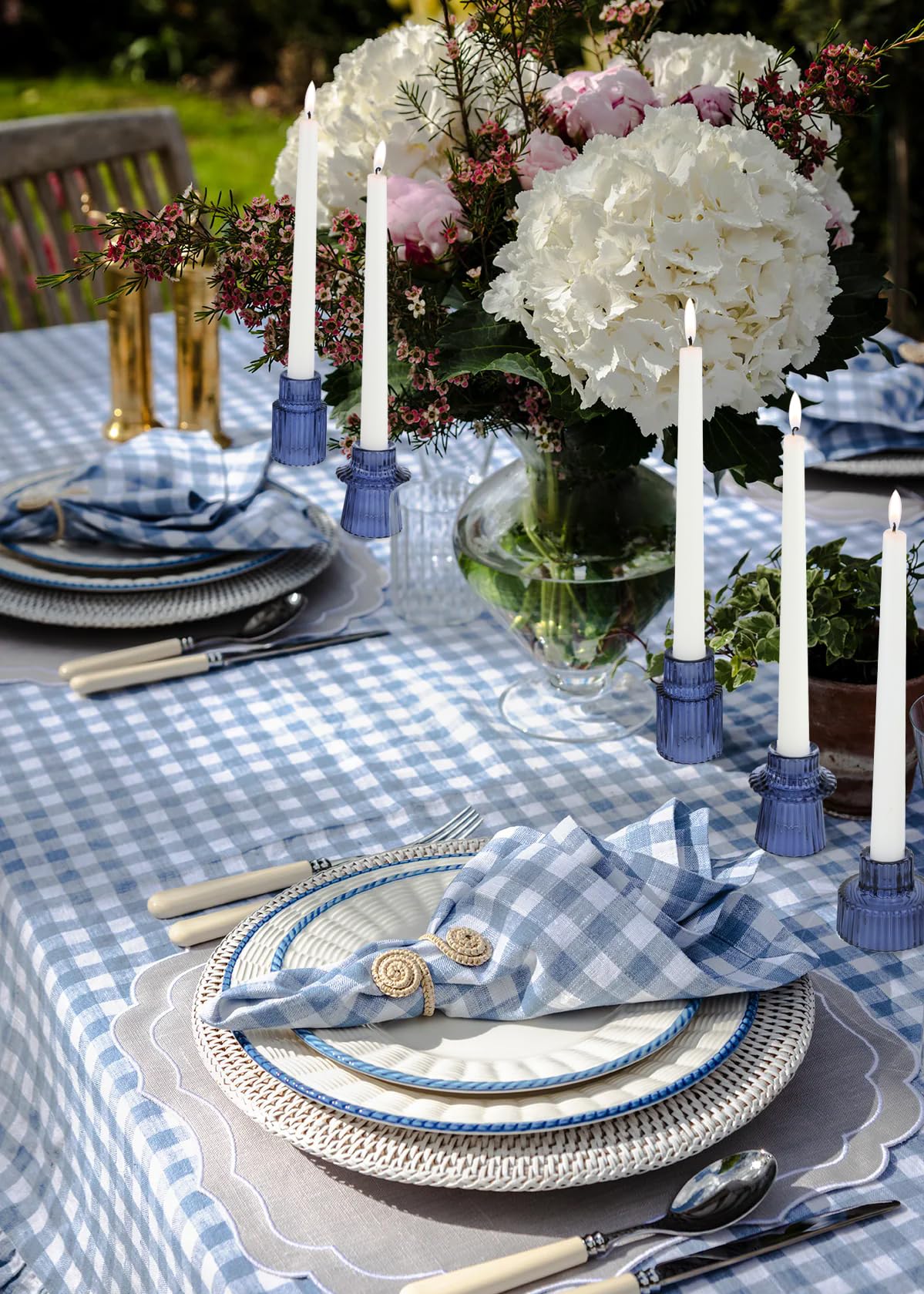 Vixdonos Glass Candlestick Holders Tealight Candle Holders for Table Centerpieces, Wedding Decor and Dinner Party (3 Pcs, Dark Blue)