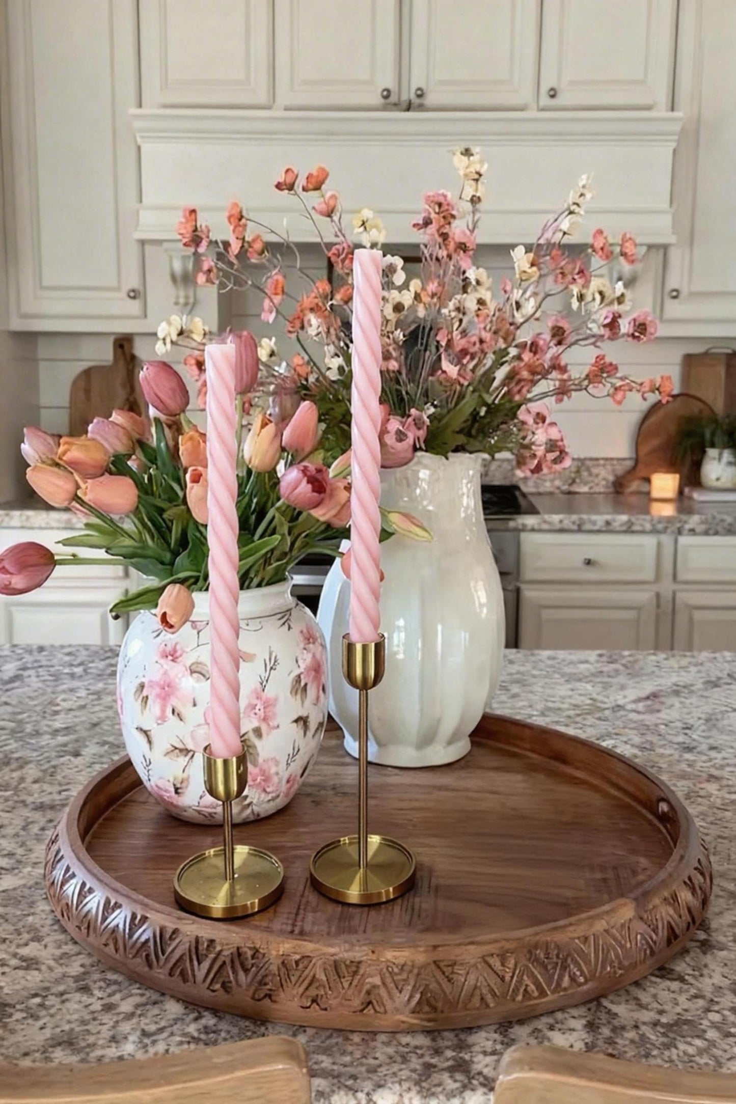 Pink Spiral Taper Candles,10 Inch Baby Pink 4pack Unscented Dripless Long Burning Time Glossy Candlesticks for Dinner Party, Wedding Shower and Home Decoration (Light Pink)