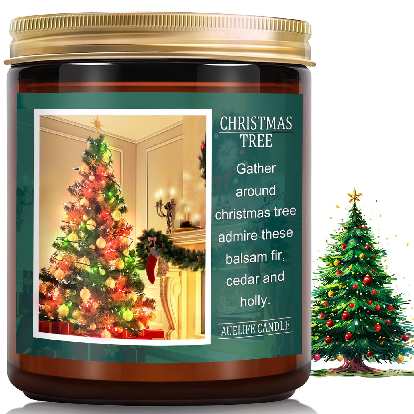Christmas Tree Candle - Christmas Scented Candle, Aromatherapy Jar Candle for Home - Xmas Holiday Gifts for Women and Men, Soy Wax Candle for Home Scented, Cozy Winter Decoration, 7 oz