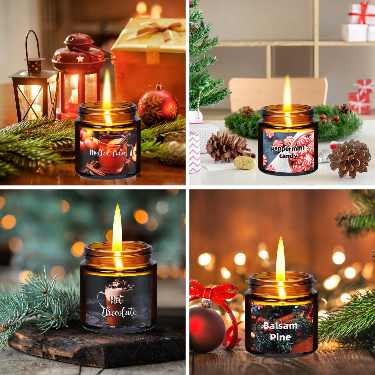 6-Piece Scented Candle Gift Set - Christmas Tree, Cookies, Candy, Pine, Chocolate, Mulled Cider