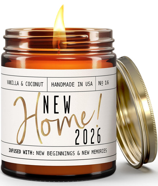 House Warming Gifts New Home, Housewarming Gifts New Home '2026' Soy Candle, w/Vanilla, Coconut & Vetiver I for New House, New House Gift I 9oz Jar, 50Hr Burn, Made in USA