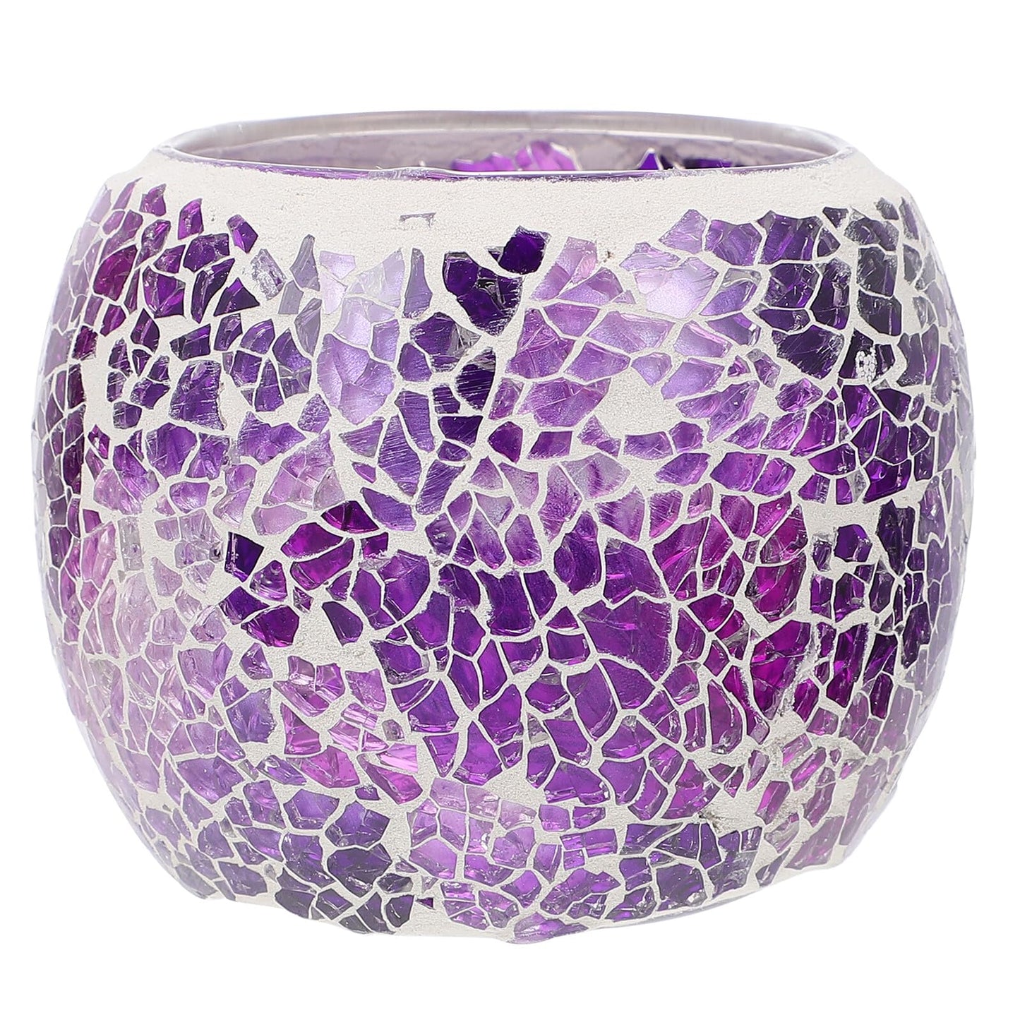 Generic European Style Purple Mosaic Glass Candleholder, Decorative Table Candlestick for Romantic Dinner, Home and Bar Dining Centerpiece