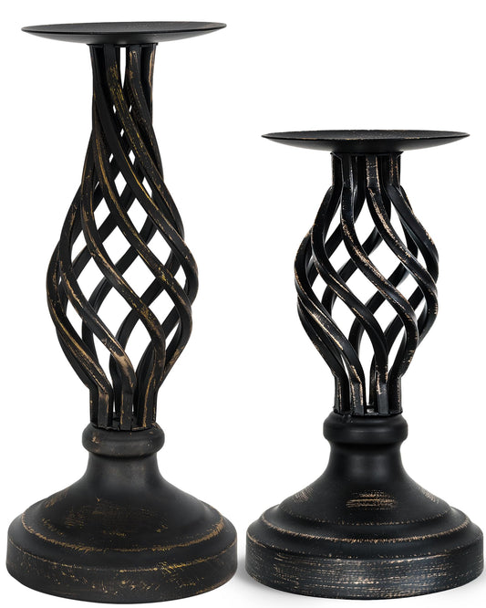 Candlestick Holders - Candle Holders Decorative LHQOO Metal Vintage Candle Holder with Non-Slip Base, Available for Home Decor, Wedding, Dinning, Party, Anniversary（Large Size & Medium Size）