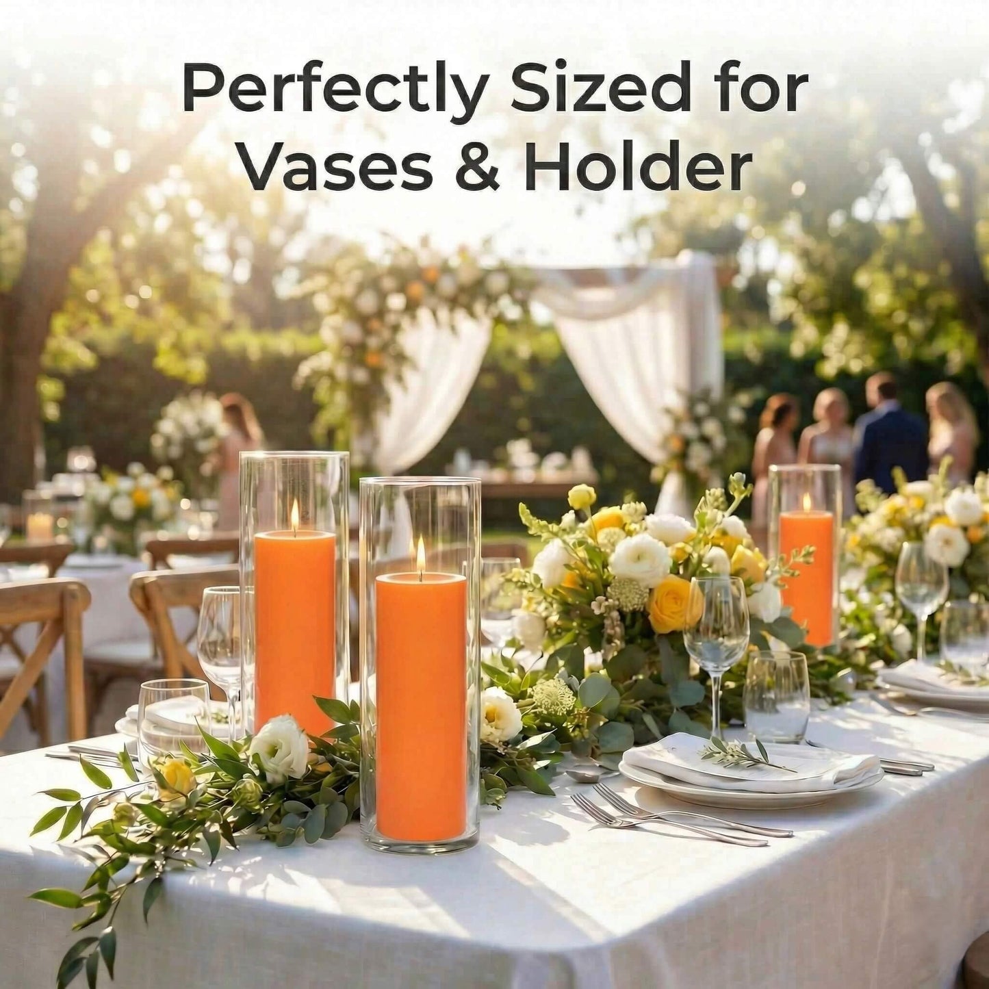 Richland Set of 3 Orange Pillar Candles 3" x 6" Unscented for Weddings Home Halloween Fall Decor Relaxation Spa Church
