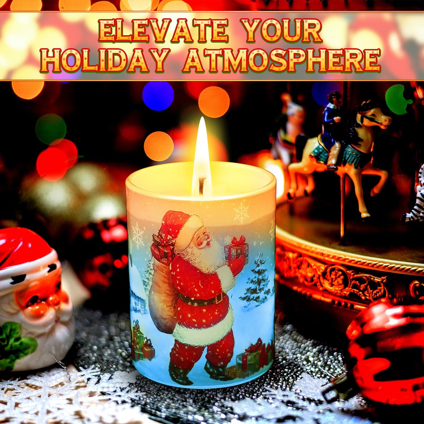 Electricwise Christmas Scented Candle Gift Set for Women, Candles Can Change Into 7 Colors, Winter Candle with 7.6oz Soy Wax Fir Holiday Candles for Christmas Women Gift(Santa Claus)