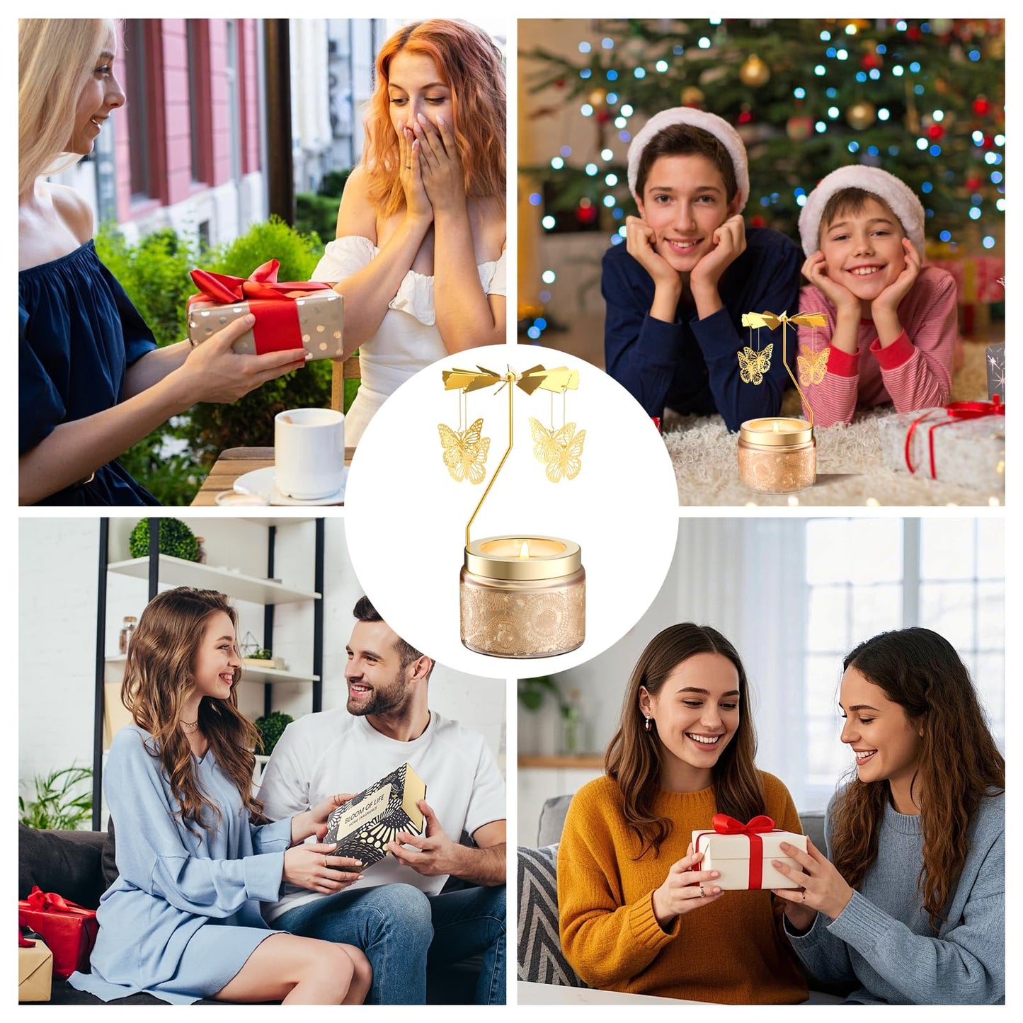 Rotatable Osmanthus Flower Scented Candle, Gifts for Women, Single-Wick with 20 Hours of Burn Time, Ideal for Creating Relaxing Ambience & Holiday Gifting (Butterfly)