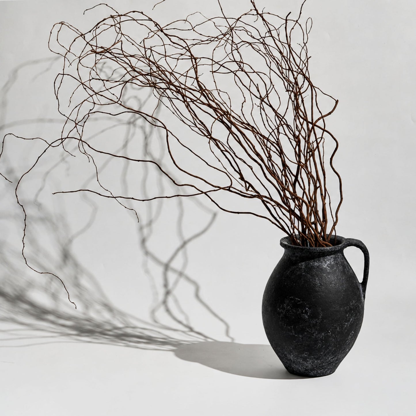 LB2 Black Ceramic Large Vase, 11.2" Tall Zen Style Vase, Terra Cotta Pitcher, Distressed Farmhouse Decor, Pottery Decorative Flower for Home Decor (D - Black 11.2")