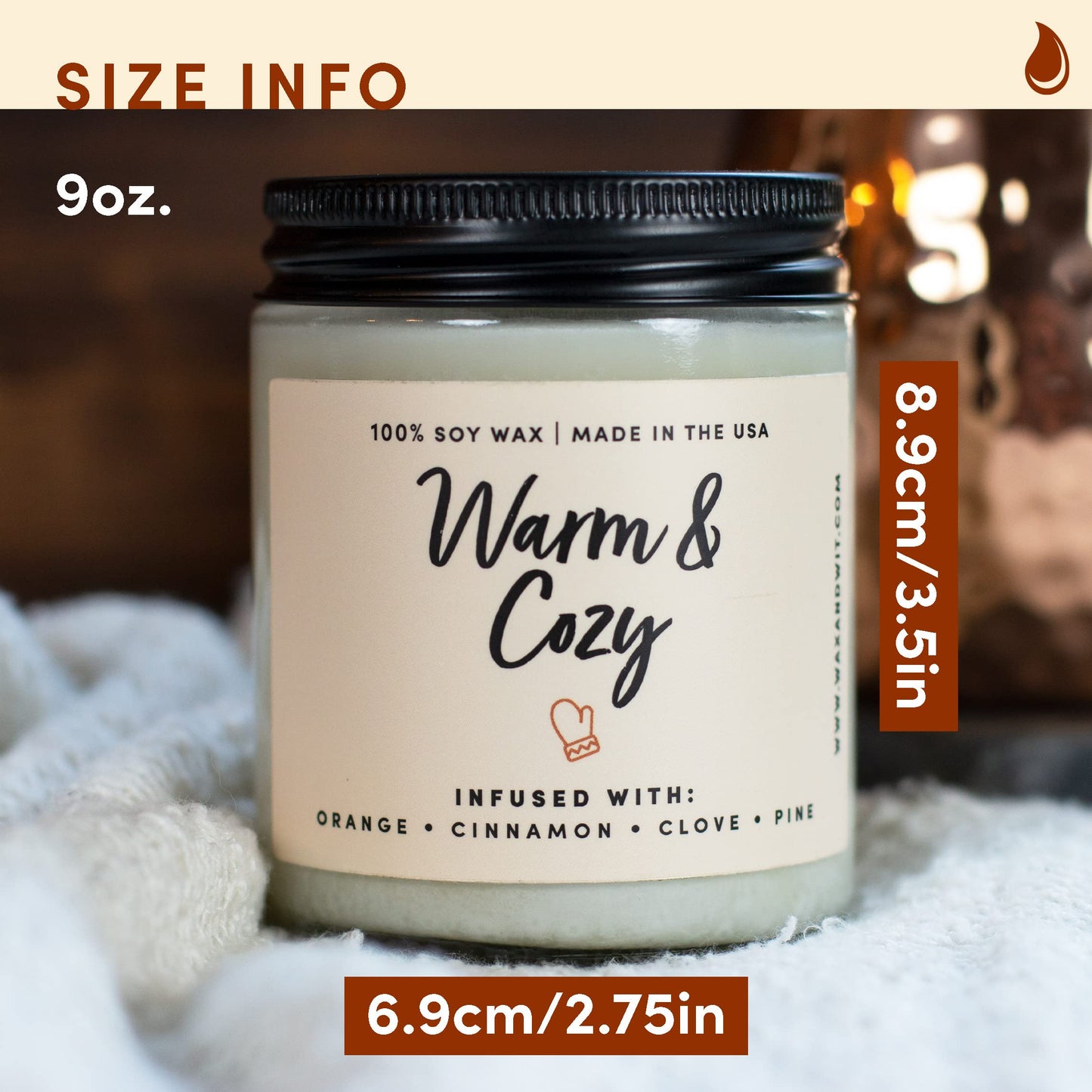 Wax & Wit Warm and Cozy Christmas Candles Scented – Orange, Cinnamon, Clove, Pine – Fall Candle, Perfect Holiday, Winter, Xmas, Autumn Gifts – 9oz, Soy Wax, 50 Hour Burn