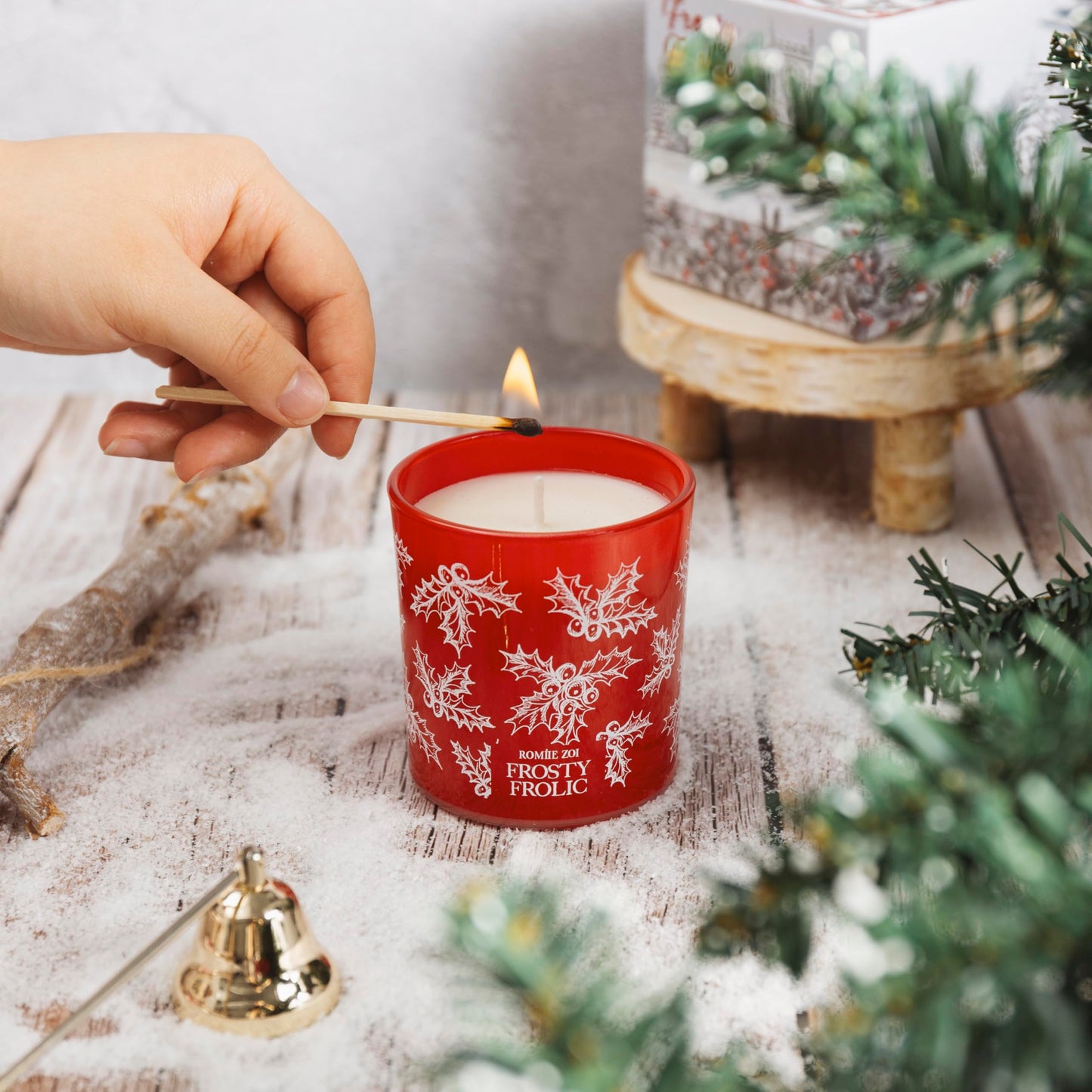 ROMIIE ZOI Christmas Scented Jar Candle - 6oz Soy Wax Candle - Frosty Frolic Infused with Pine Forest Aroma - with Beautiful Keepsake Box Special for Christmas/Holiday Gifts