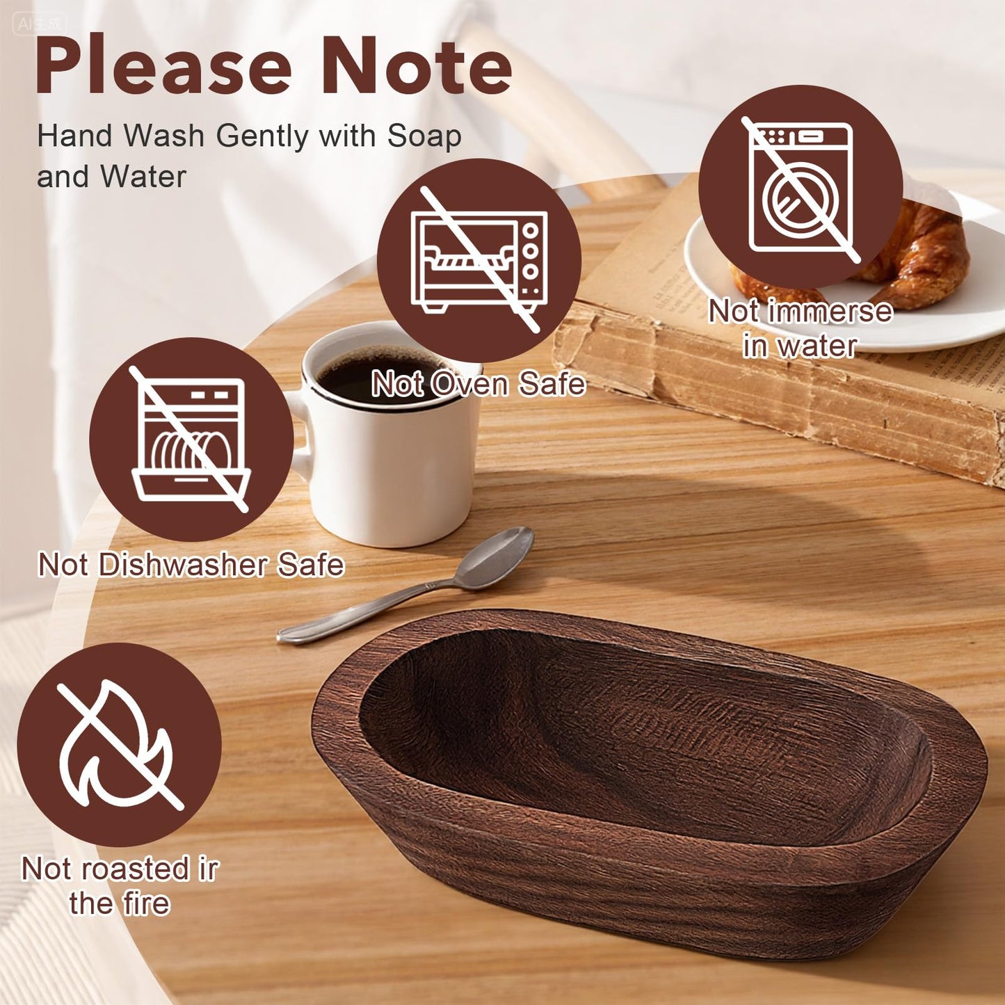 Molain 8 Pack Wooden Dough Bowls, Solid Rustic Wood Bowls for Candle Centerpiece Handcrafted Decorative Bowl Farmhouse Decor Wedding DIY Table Display 9.3x5.5x1.96in