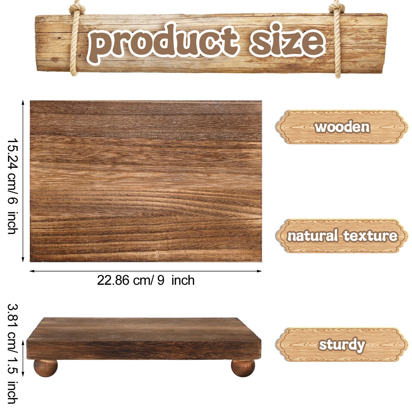 Amyhill Wood Pedestal Stand Kitchen Soap Tray Farmhouse Wooden Riser Stand for Kitchen Bathroom Counter Table Decor Plant Candle Vases Display(Classic,Dark Brown,9 x 6 Inch)