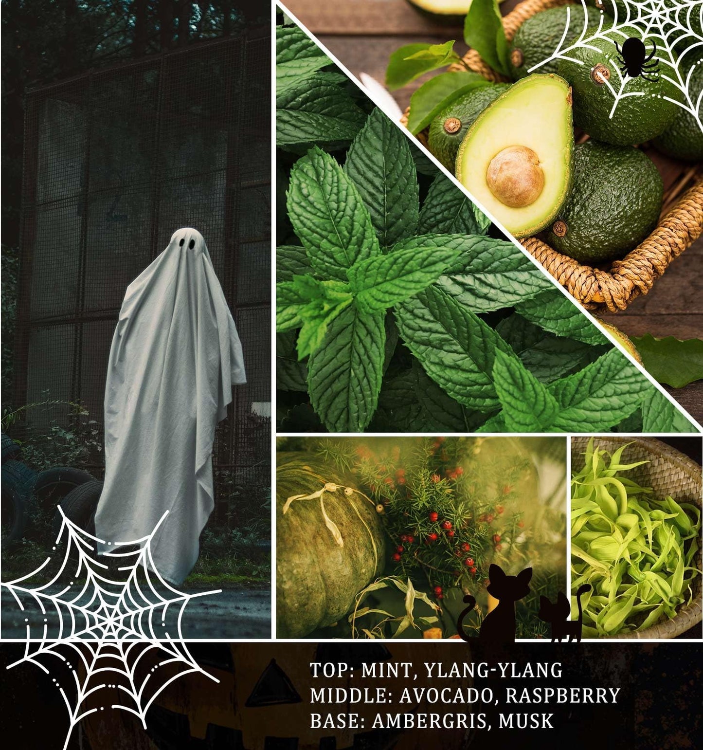 Halloween Decor Indoor-Halloween Gifts Candles for Women with LED Ghost, Ghost Candle with Mint & Musk Scent Over 40 Hours of Burn Time, Gift for Holiday, Home Fall Decorations Indoor, 100% Soy Wax
