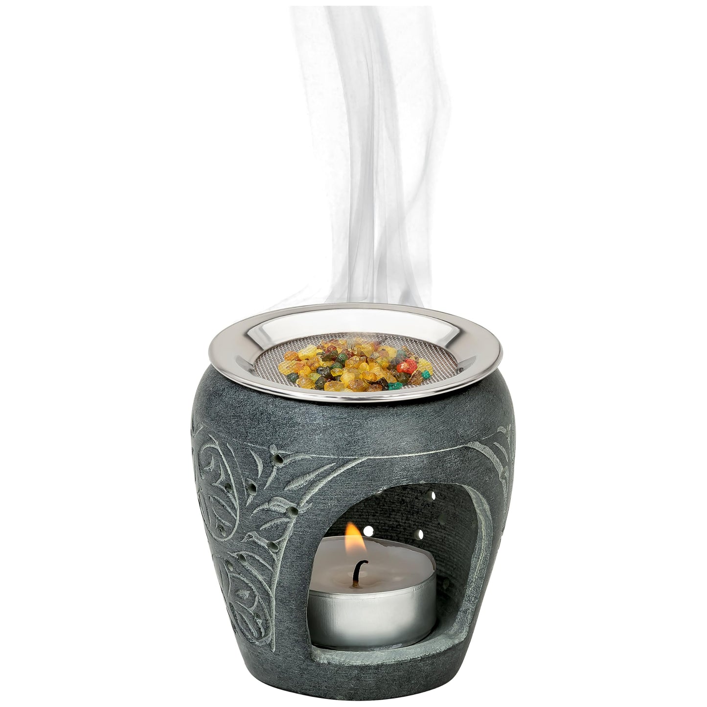 Incense Burner/Incense Holder Made from Soapstone to use with tealight Height 3.15 inch