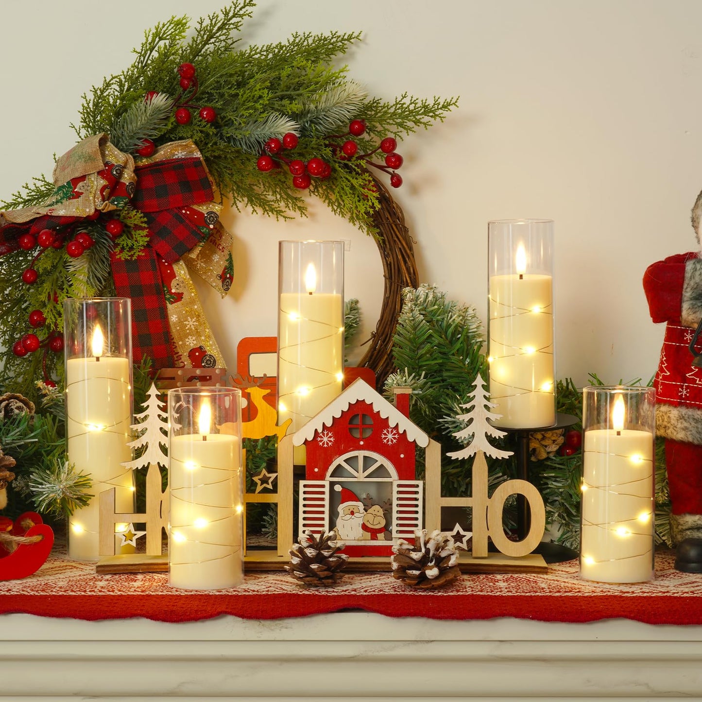 Homemory Ivory Flameless LED Candles with Remote Control & Timer, Battery Operated Star Lights, Fake Candles, Star Lights Set of 5 for Wedding Decor