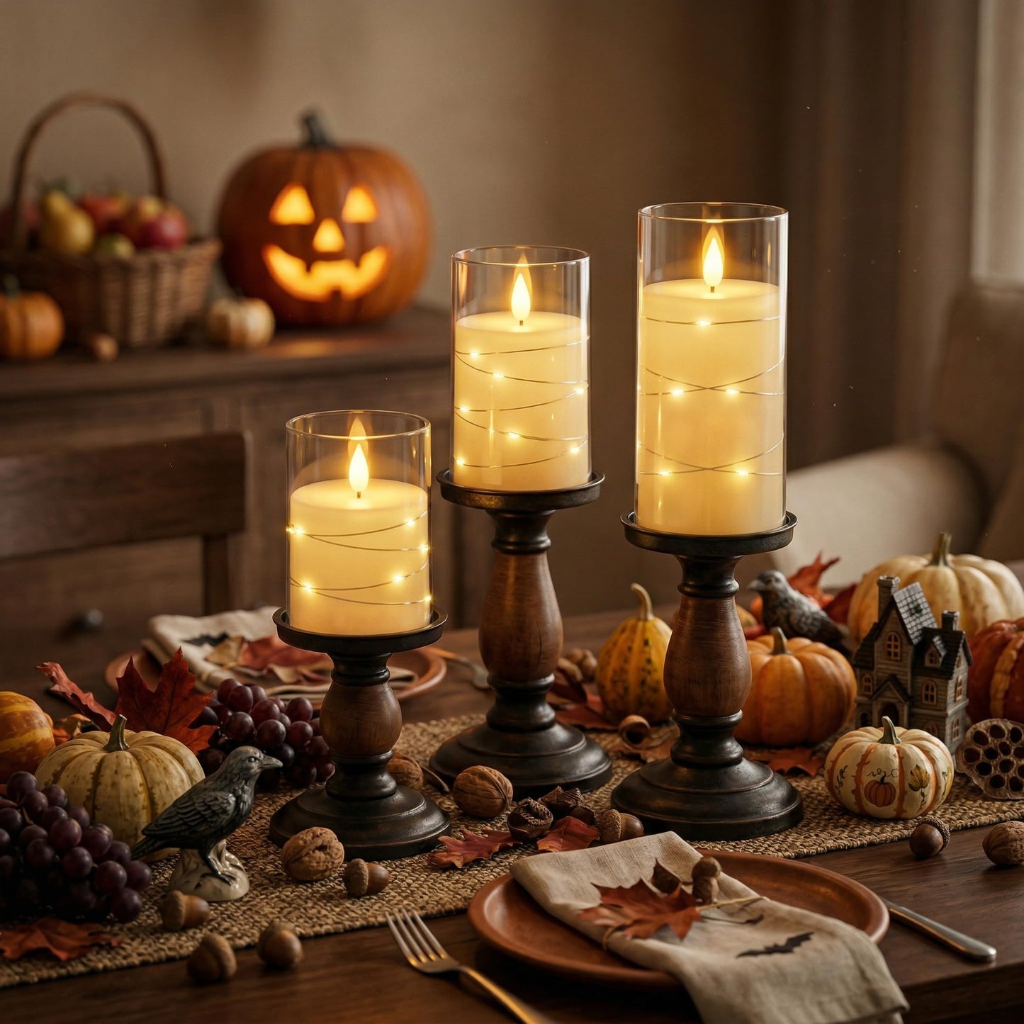 Amagic LED Flameless Candles, Battery Operated Candles with Embedded Fairy Lights, Acrylic Fake Candles with Remote and Timer for Wedding Home Decor, Ivory White, Set of 6, D3 x H4 5" 6"