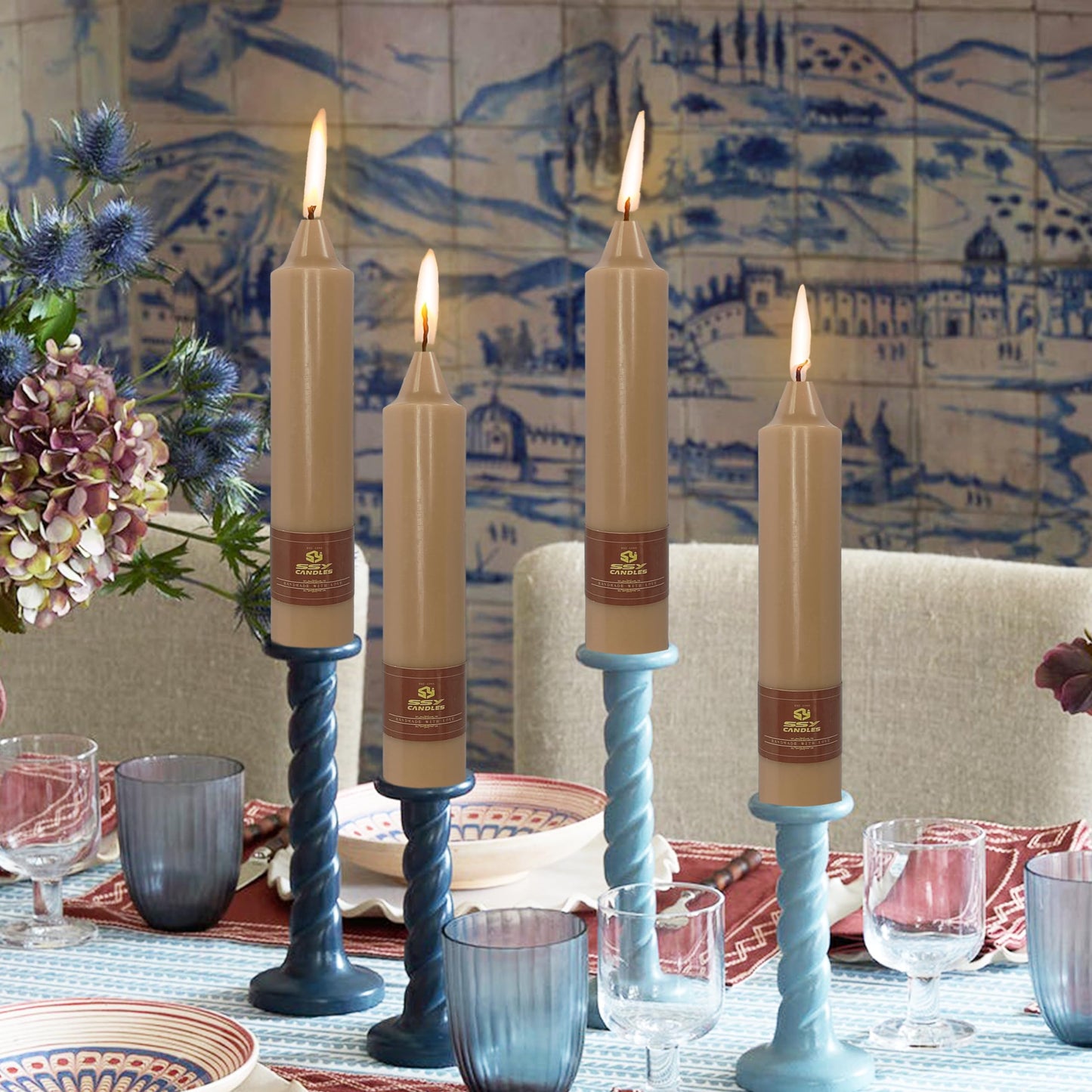 Taper Candle Smokeless Brown Tapered Candles 7 INCH Unscented Candle Sticks Cute Odorless Candles Easter Taper Candlestick for Home Dinner Wedding Party Women