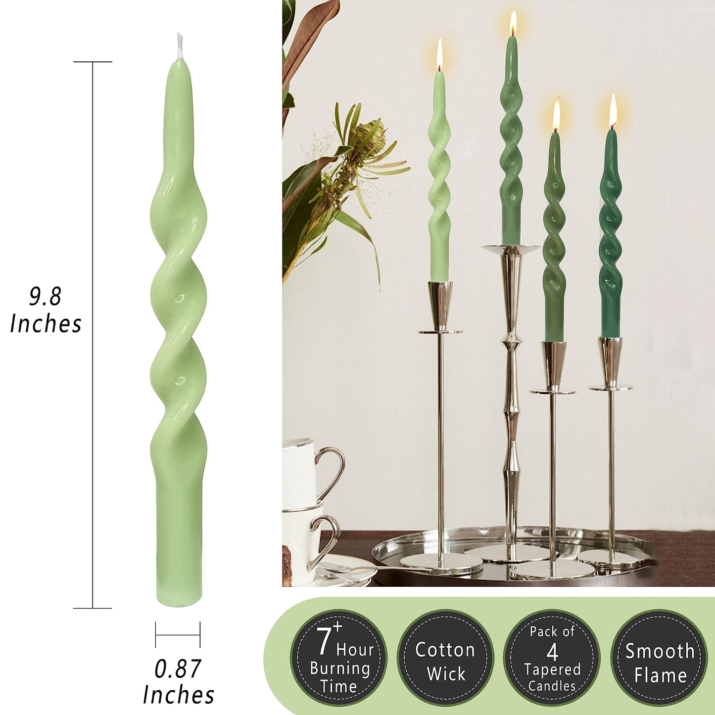 Spiral Taper Candle Twisted Candlesticks Unscented Candles Gradient Handmade Candle Stick Dinner Candlesticks for Home Décor Weddings Festive Seasons Holiday