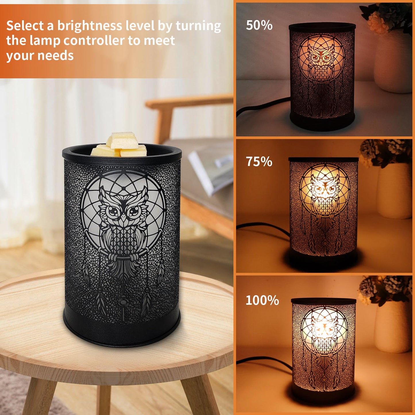 LIFFY Wax Melt Warmer for Scented Wax, Owl Scented Melter, Candle Burner, Fragrance Warmer LED Light, Smokeless Melting, Aromatherapy Essential Oil Diffuser & Night Light