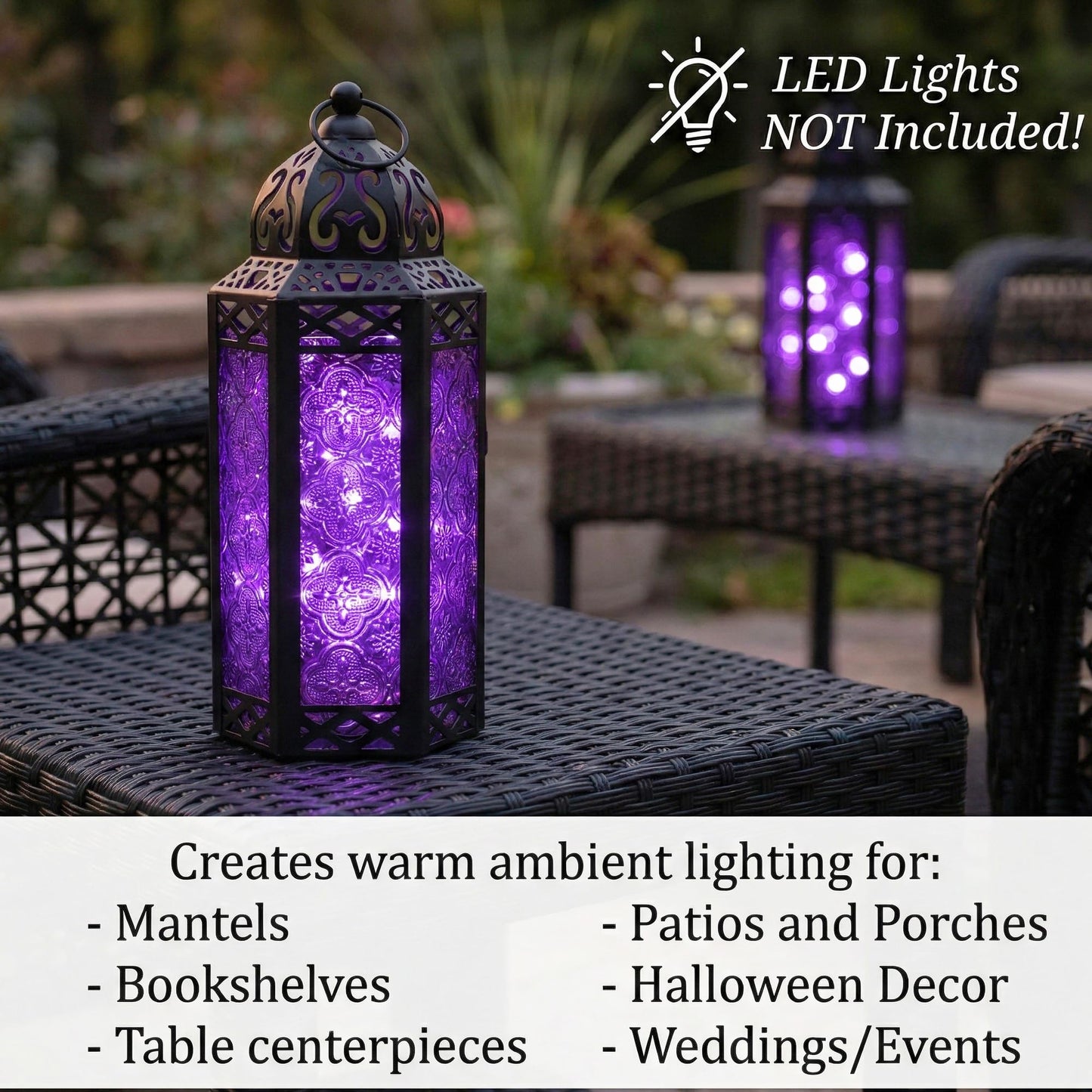 Vela Lanterns Candle Holder Gothic Decor Moroccan Candle Lantern, Whimsical Dark Purple Iron Hanging Lamp for Bedroom Table, Whimsigoth Witch Room Decor, Halloween Indoor Centerpiece, Medium 11.5"