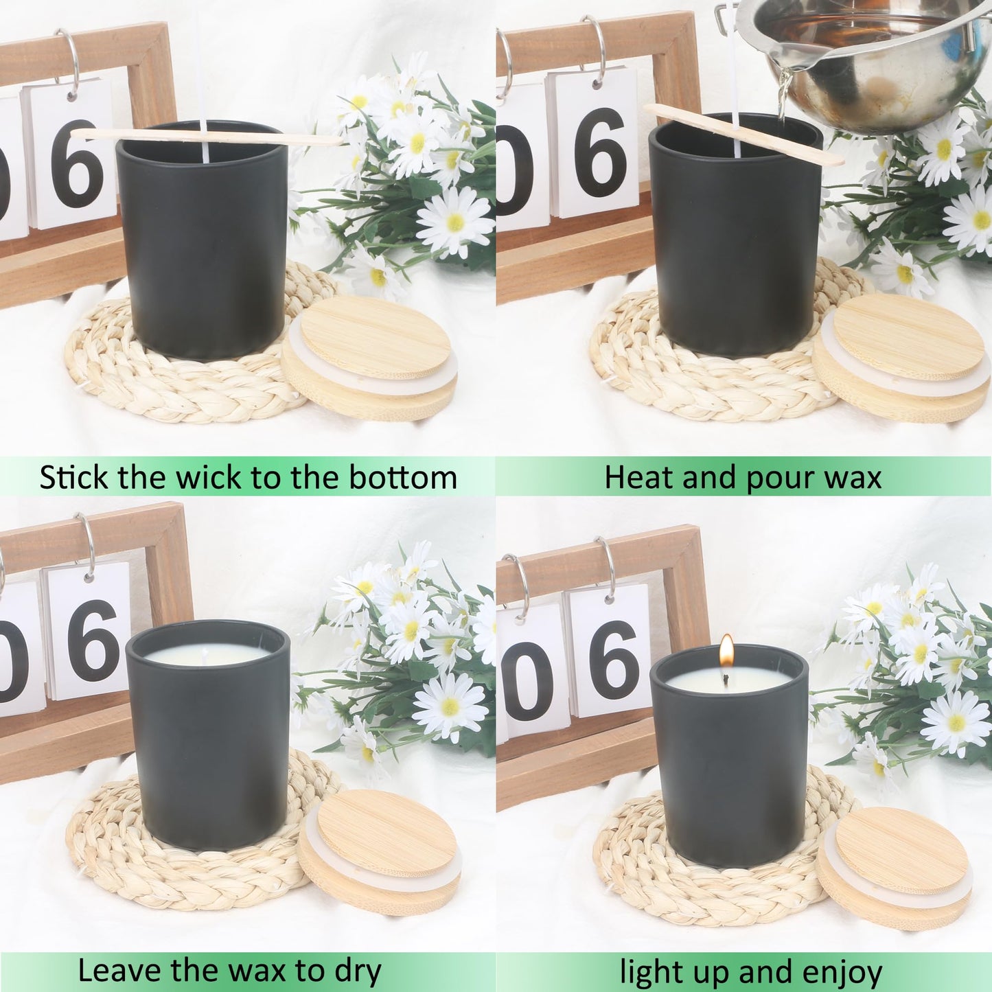 MILIVIXAY 12 Pack 7 OZ Matte Black Thick Glass Candle Jars with Lids - Bulk Empty Candle Jar for Making Candles - Spice, Powder Containers.