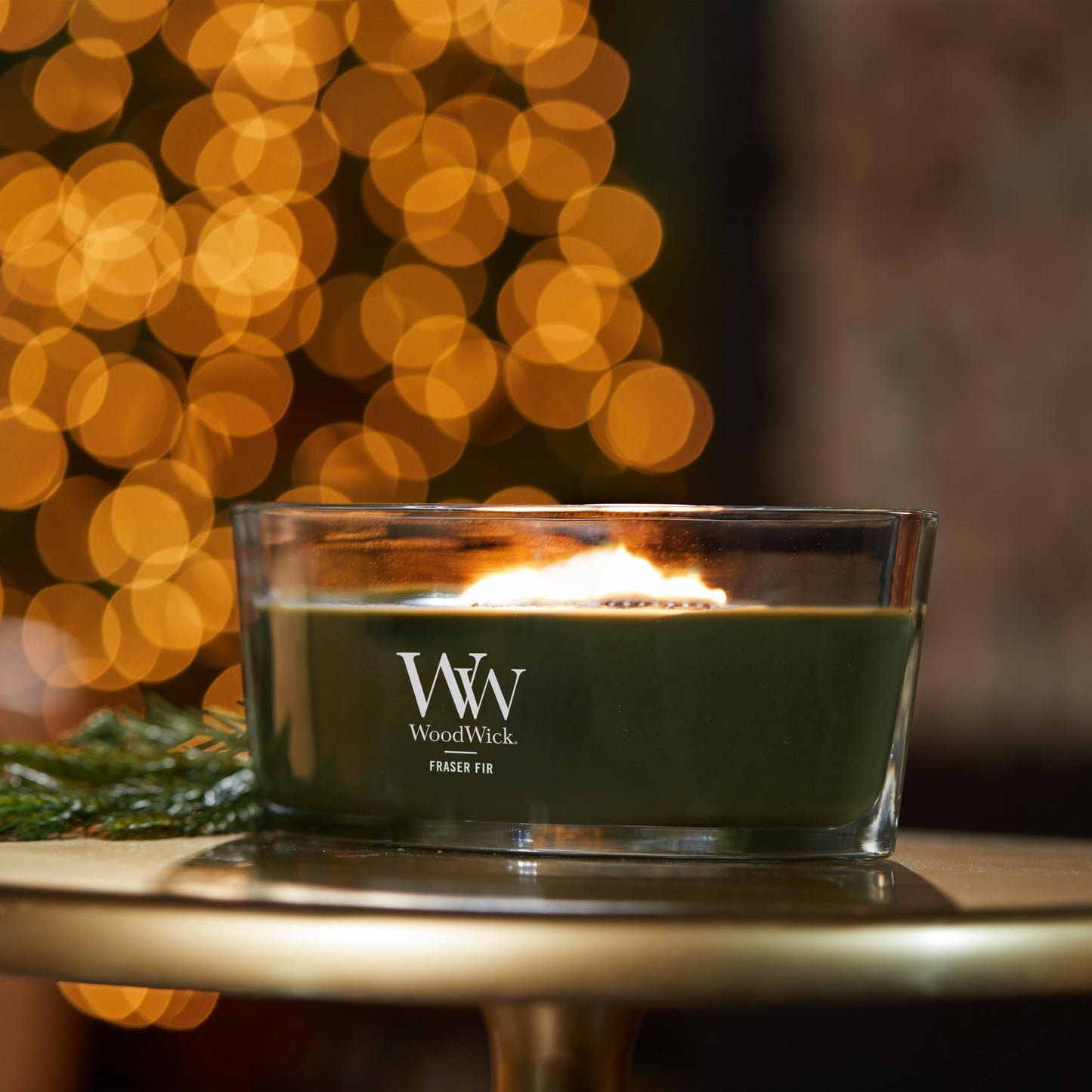 WoodWick Fraser Fir Holiday Candle Gifts for Women and Men, 16 oz Ellipse Candle with Crackling Wick