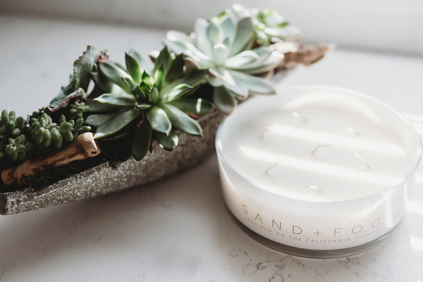 Sand + Fog Scented Candle - White Vanilla - Additional Scents and Sizes – 100% Cotton Lead-Free Wick - Luxury Air Freshening Jar Candles - Perfect Home Décor for Your Cocktail Table – 34 oz