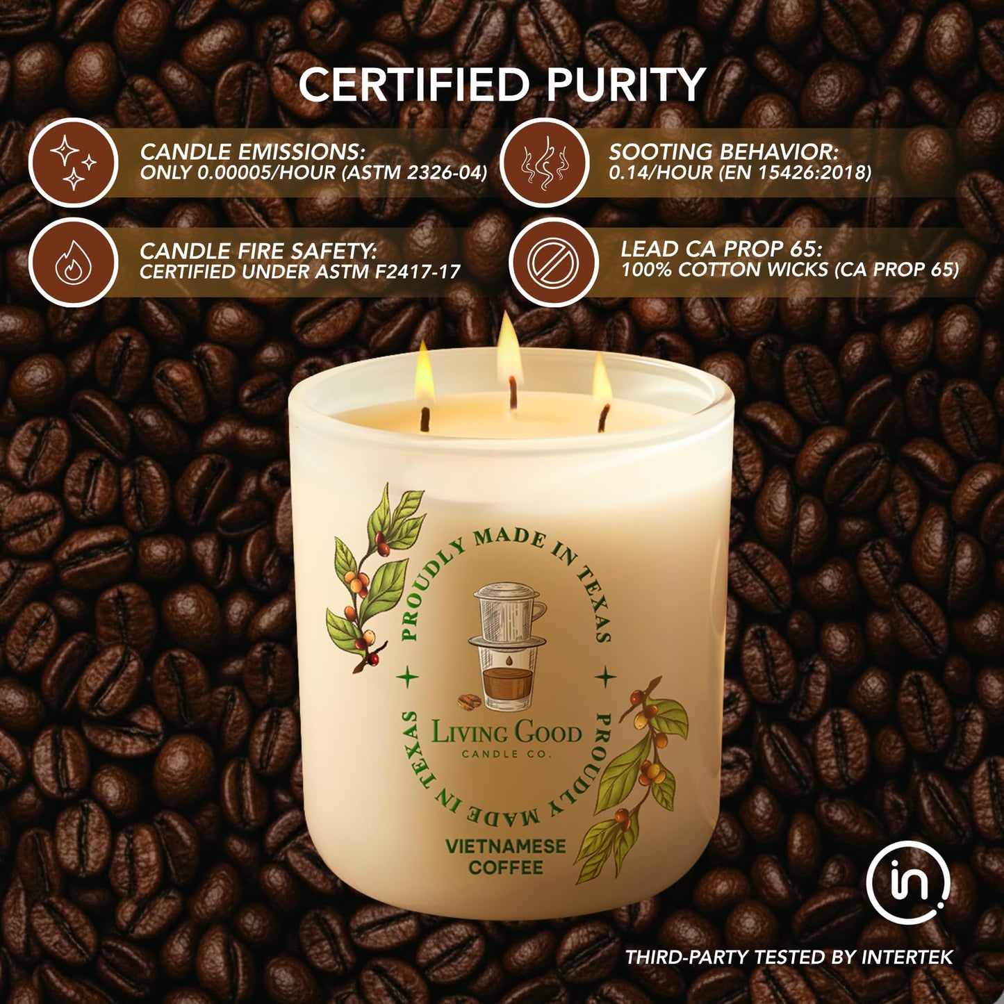 Fresh Robusta Coffee – Pure Beeswax Candle for Men and Women – Non-Toxic Scented Candle for Focus, Clarity & Mood Boosting – 90+ Hour Long Burn – Inspired by Vietnamese Coffee