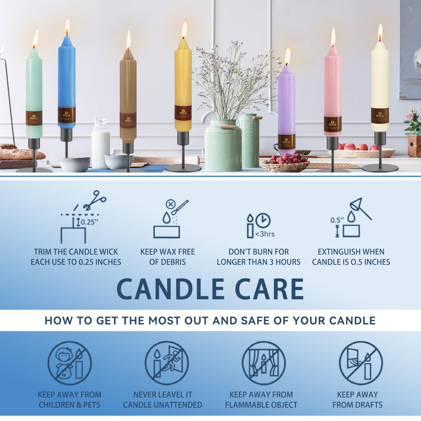 Ivory Candle Dripless Candlesticks Short Taper Candle 7 inch Small Candle Sticks Ivory Tapered Candles Wax Cute Stick Candles for Home Décor Weddings Holiday