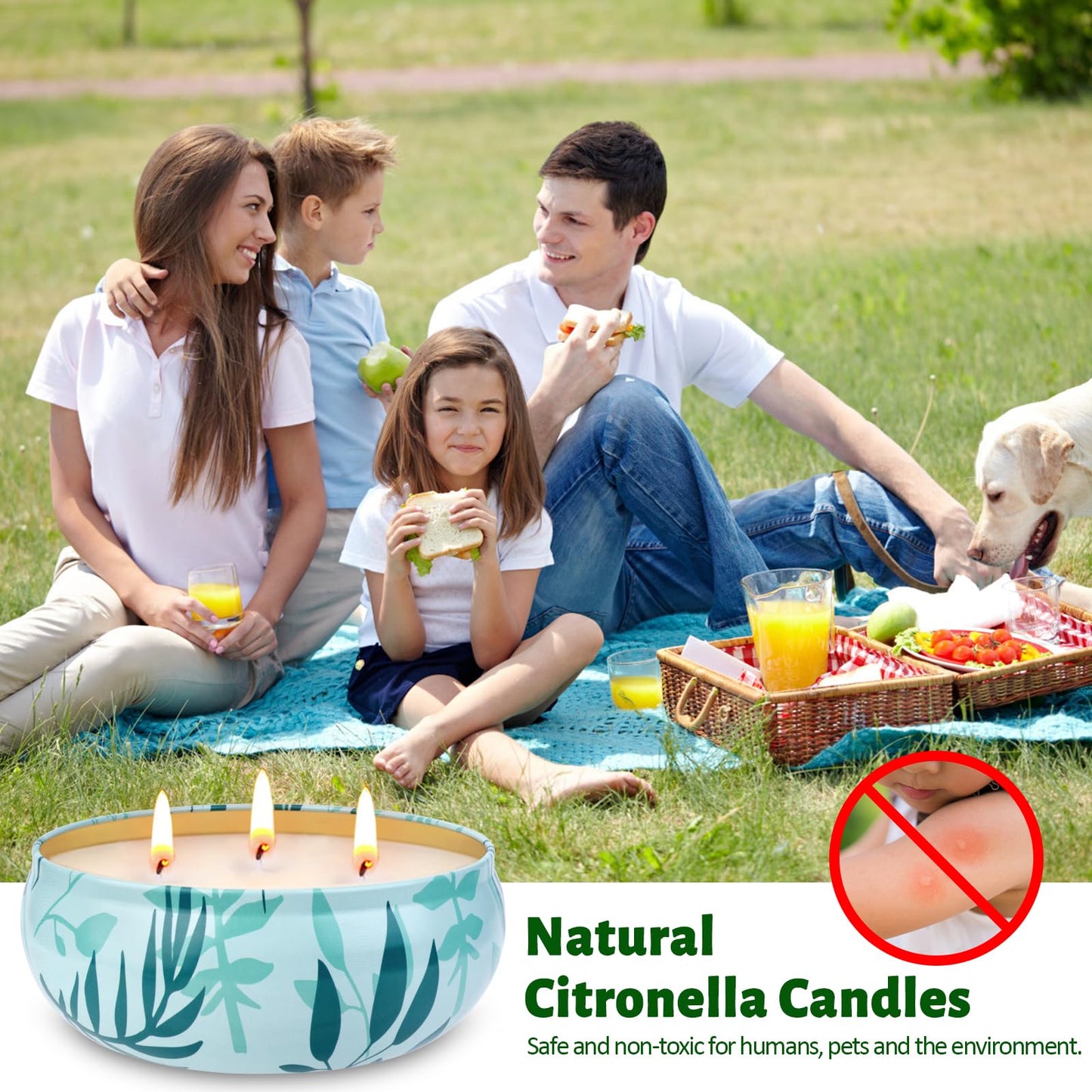 Citronella Candles Outdoor, 3-Wick Large Citronella Candles for Patio, 3 Packs Natural Soy Wax Summer Candle Set, 200 Hours Long Lasting Burning Lemongrass Scented Candle for Garden Balcony Camping