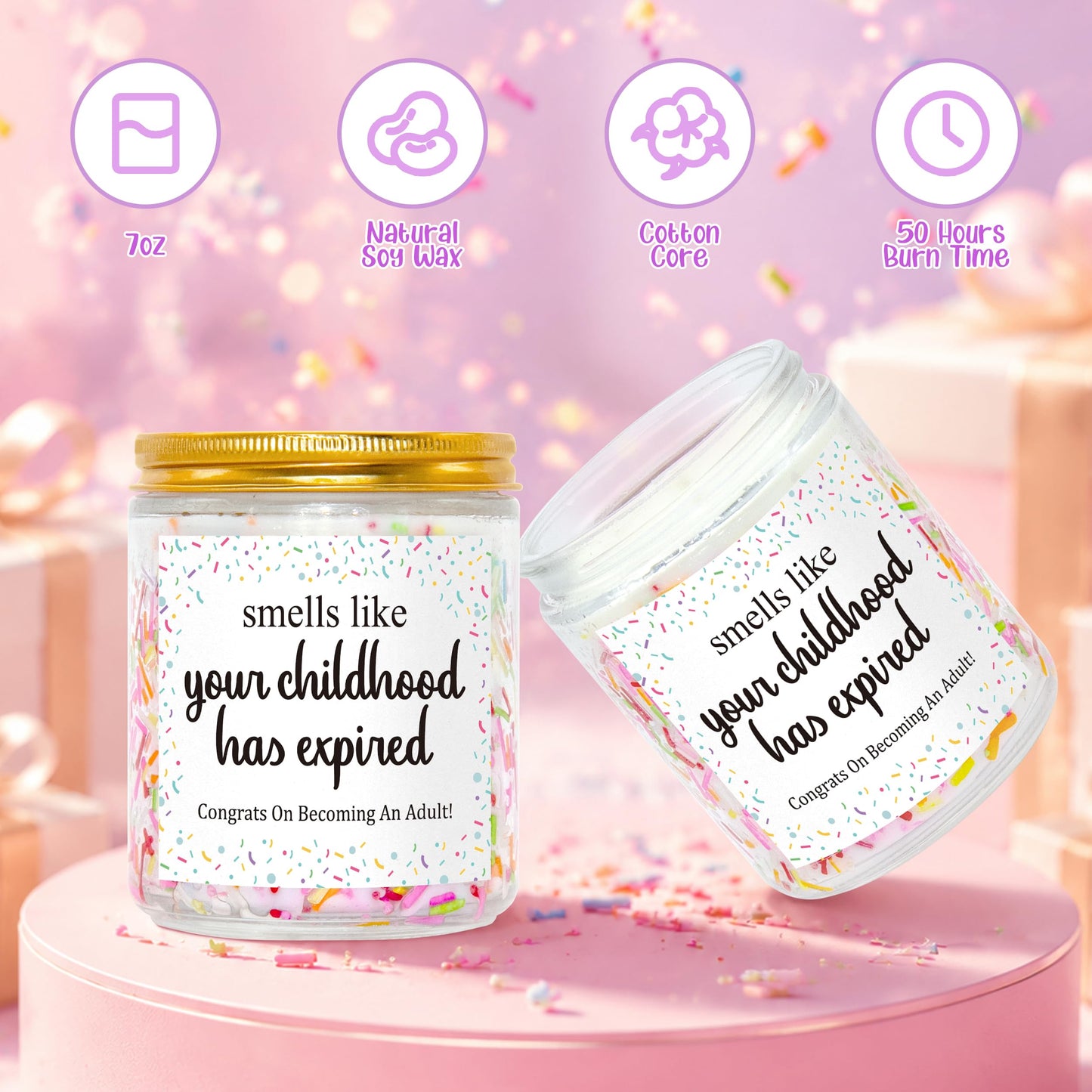 Dulkjio 18th Birthday Gifts for Girls, 18th Birthday Decorations Candles, Gifts for 18 Year Old Girls, 18 Year Old Birthdays Gift for Daughter, Sister, Niece, Natural Soy Wax Vanilla Candles 7oz