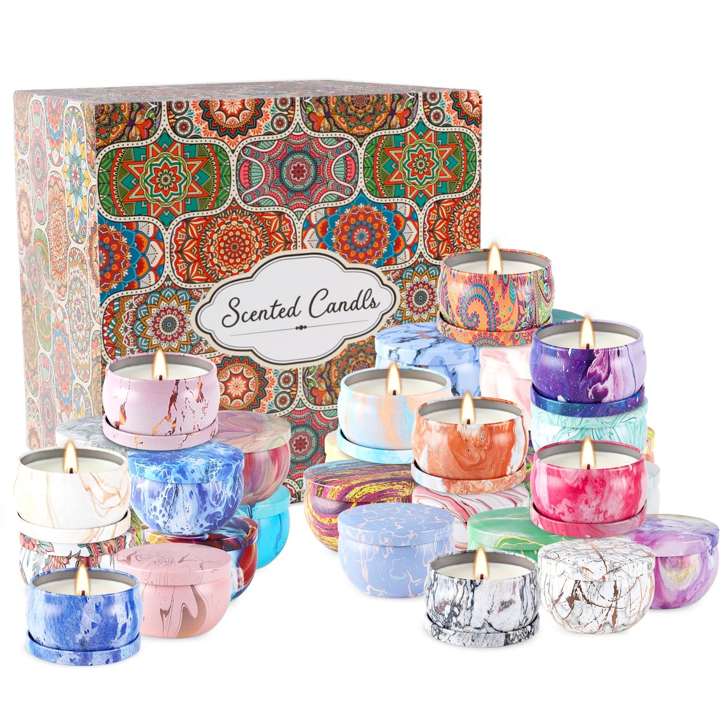 WPONSZU 36 Pack Scented Candles Gift Set for Woman, Jar Candle, 2.5 oz Soy Wax Tin Candle-Ideal Gift for Travel Home Décor