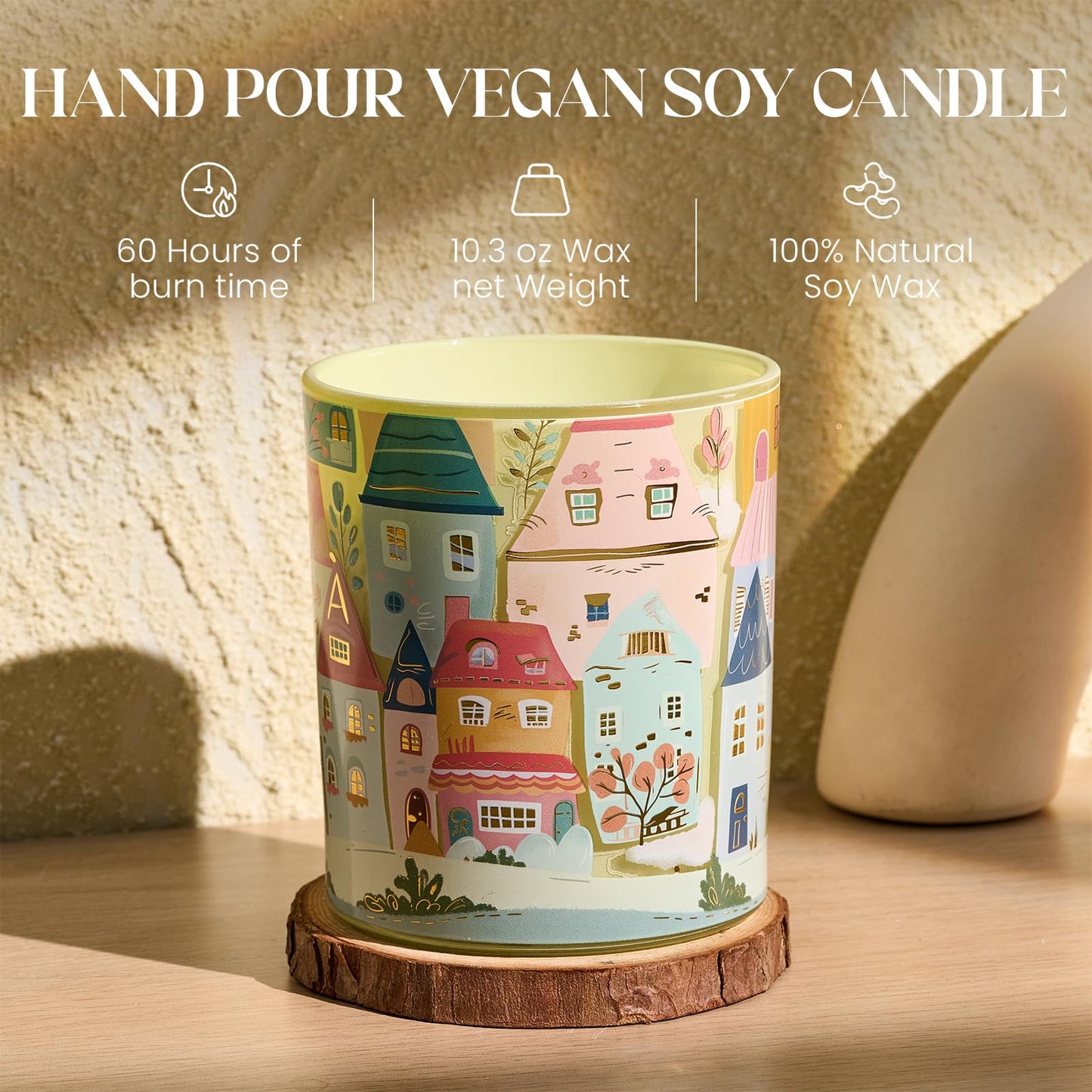 M&SENSE Moss Amber Candles for Home Scented - 10.2 oz Soy Wax Candles Non Toxic 60 Hours Long Burning Funny Candles Home Decor Gifts for Stress Relief, Meditation, Calm, Yoga