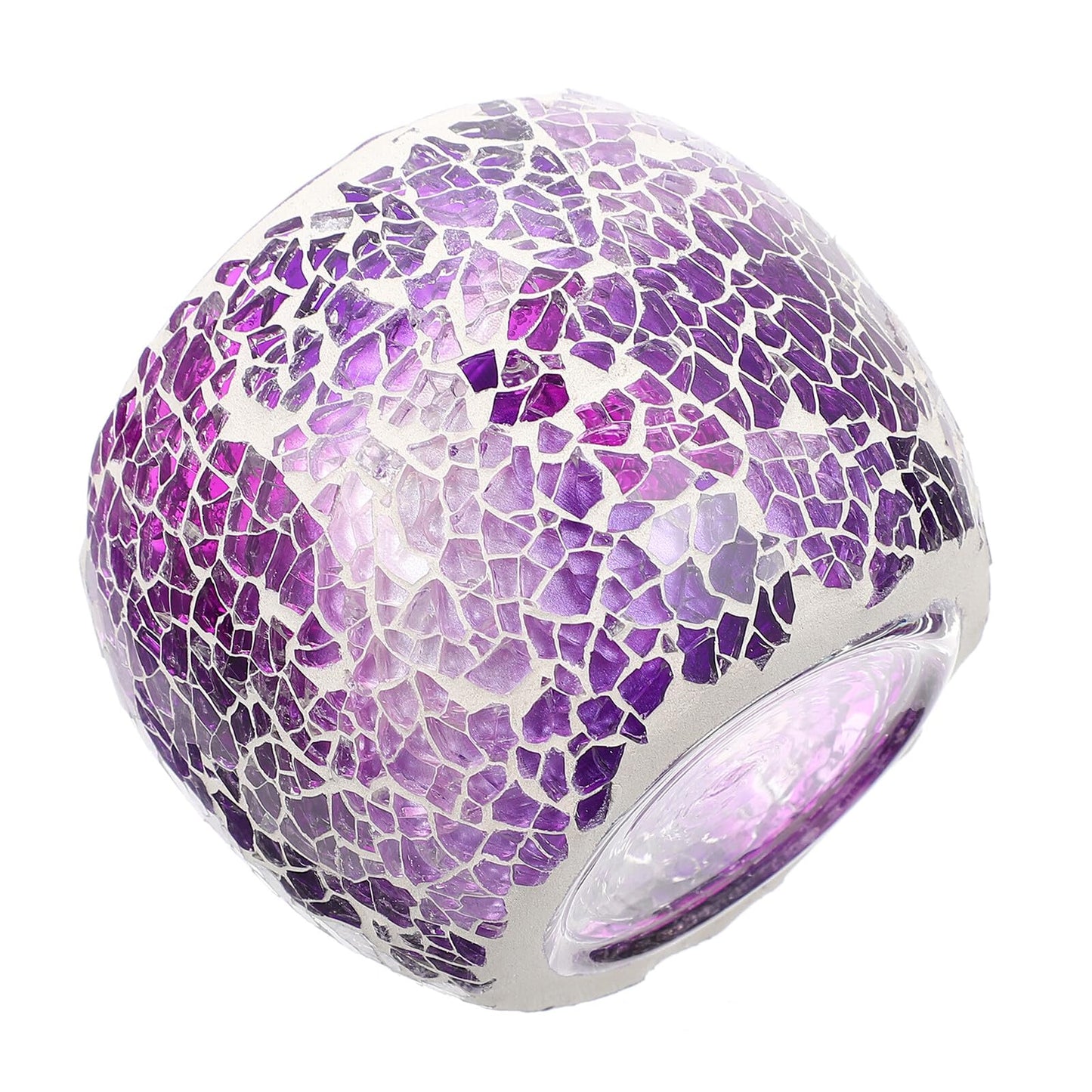 HOOTNEE European Style Mosaic Glass Candleholder, Purple Table Decor for Romantic Dining, Restaurant Candlestick, Decorative Glass Candle Stand for Home and Wedding Centerpiece