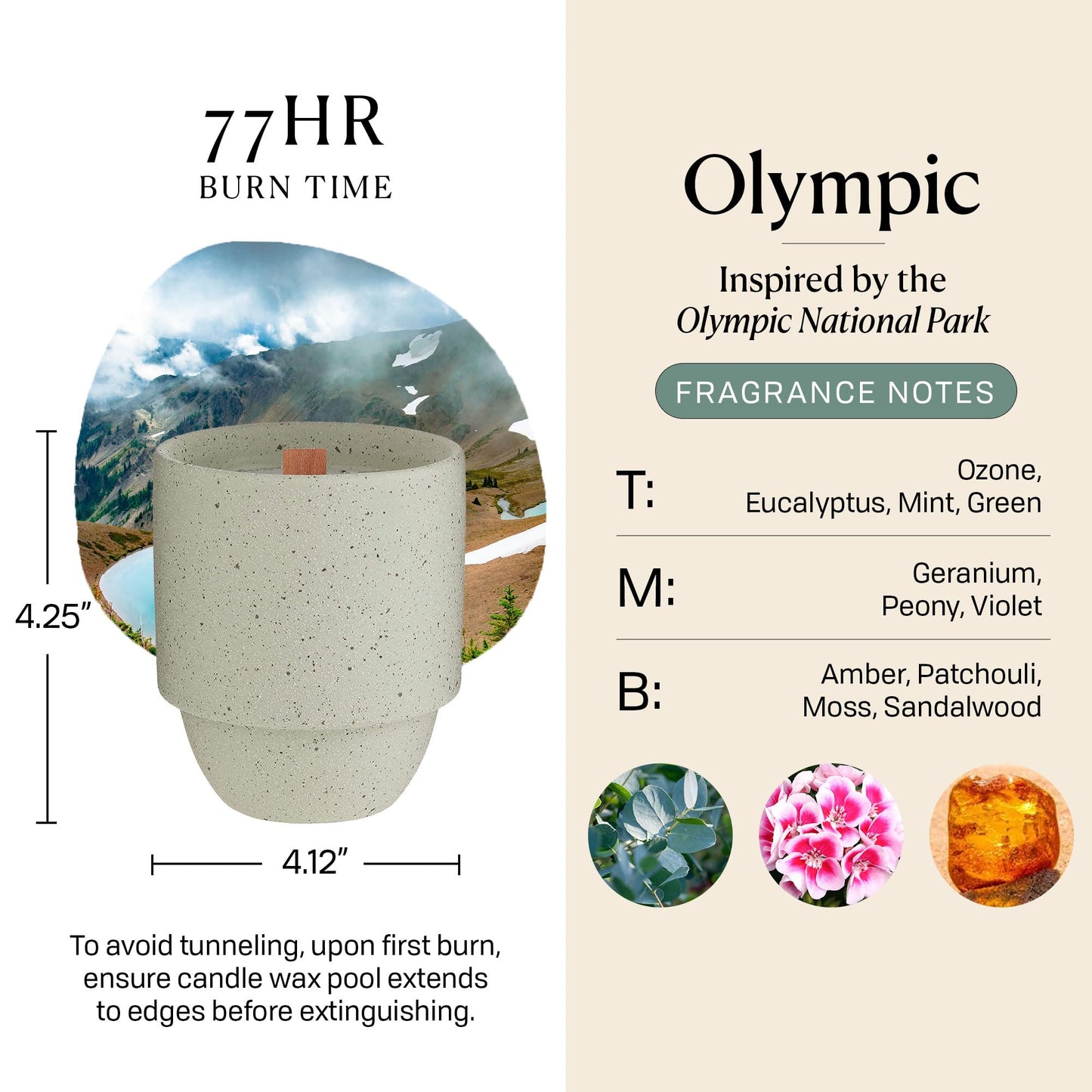 Paddywax Parks, Olympic Scented Candle in Reusable Ceramic Jar with Crackling Wood Wick, Soy Candle with Approx. 77 Hour Burn Time, Decorative Gift Candles for Home, Moss & Mint Scent, 11 oz