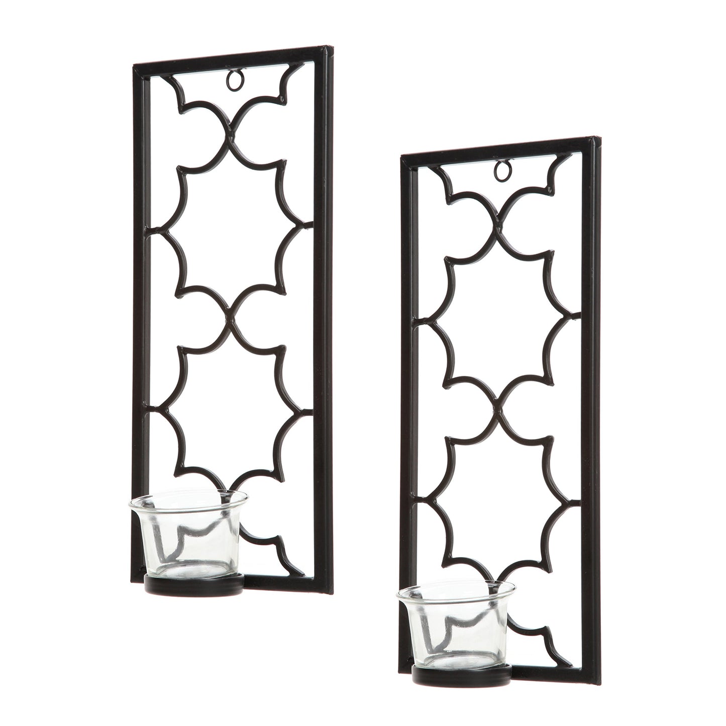 Hosley's Set of Two, 11" High Iron Tea Light LED Candle Wall Sconces, Black. Hand Made by Artisans. Ideal Gift for Wedding, Special Occasion, Spa, Aromatherapy, Meditation Setting. O3