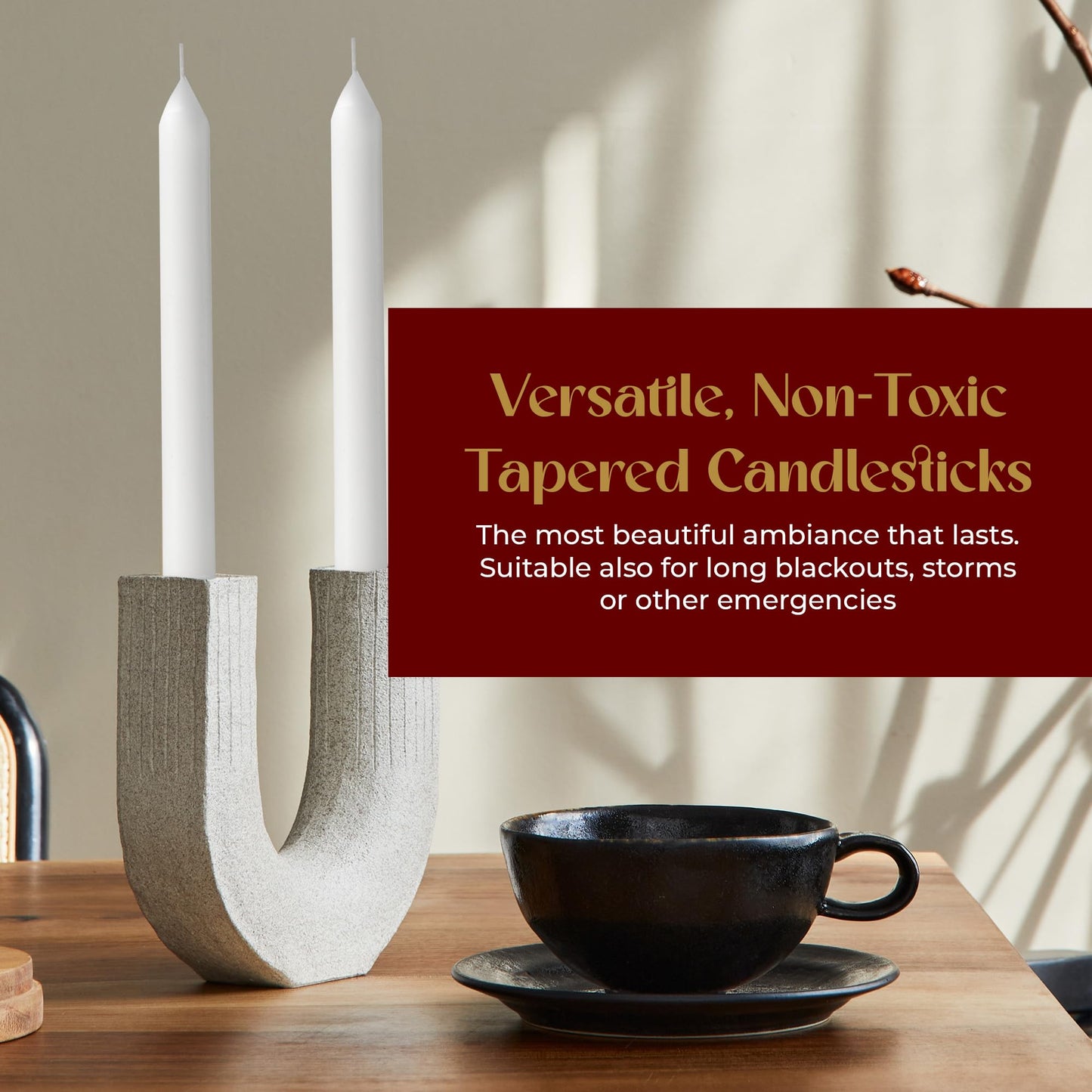 Lerner White Household Candlesticks, Pack of 50 | 6-Hour Burning Time | 7 Inch Tall Dinner Candles | 100% Dripless | Shabbat Candles | Candlesticks for Holidays, Churches, Décor, Emergencies