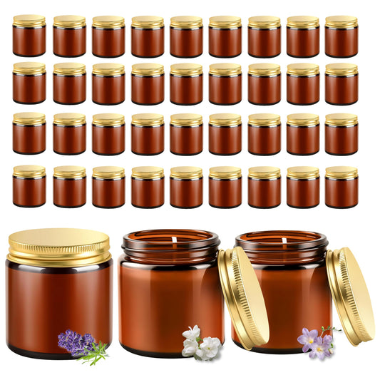 ACITHGL 36 Pcs 4oz Mini Mason Jar Candles Small Scented Candles Bulk Aromatherapy Ideal Souvenir Favors for Wedding Birthday Party (Freesia, Lavender, Jasmine, Amber)