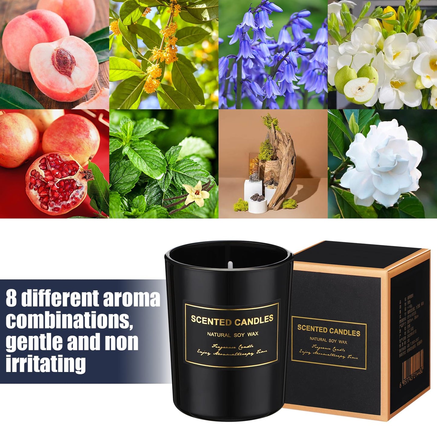 MTLEE 48 Pcs Scented Candles Bulk End of Year Teacher Thank You Gift Candles Wedding Aromatherapy Soy Wax Jar for Birthday CNA Week Appreciation Staff Coworker Guest Favor(Black)
