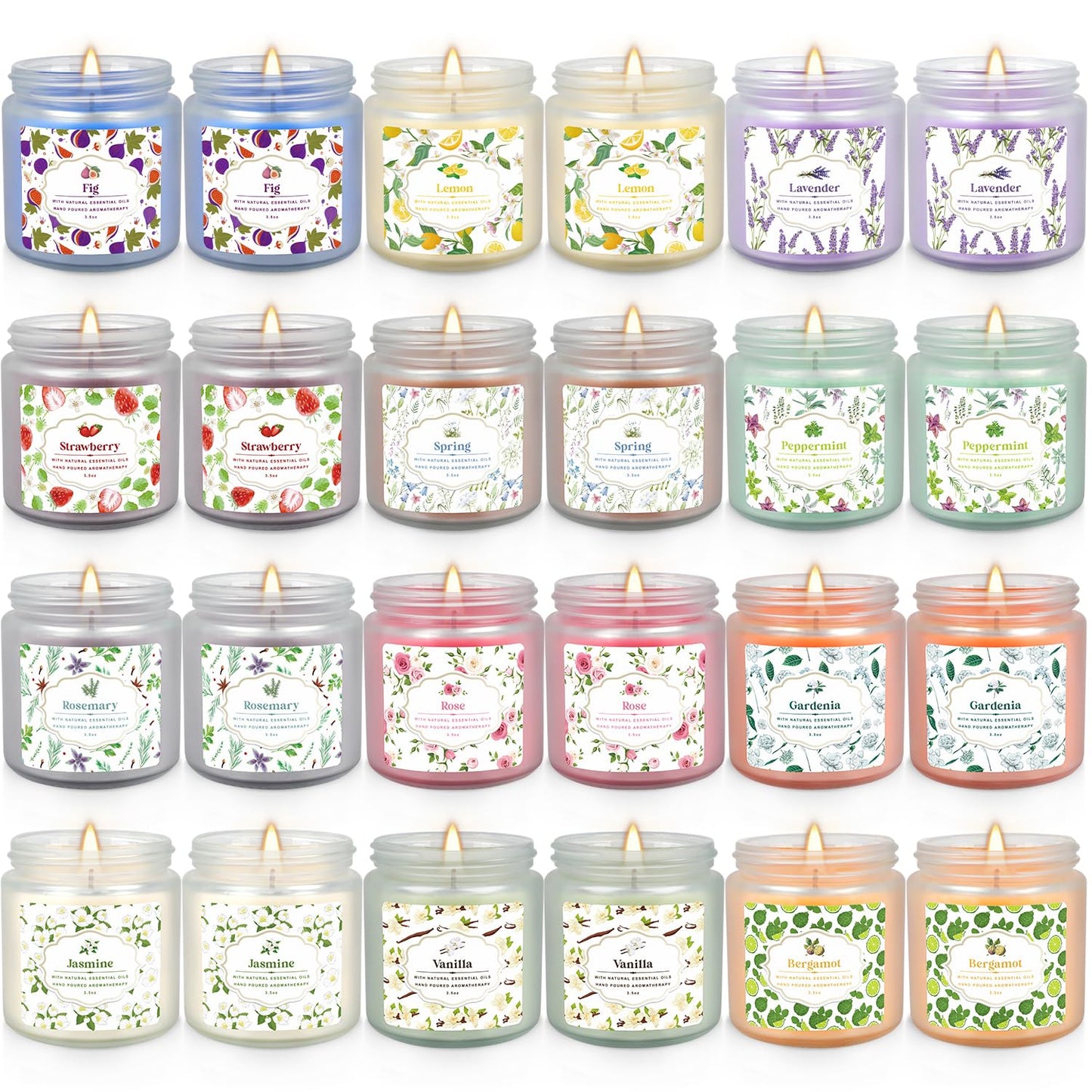 YOROXRG 24 Pack Scented Candles with Added Natural Essential Oils, 3.5oz, Suitable for Various Festivals, Parties, Yoga, and Home Scene