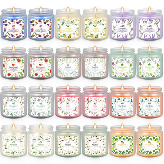 YOROXRG 24 Pack Scented Candles with Added Natural Essential Oils, 3.5oz, Suitable for Various Festivals, Parties, Yoga, and Home Scene