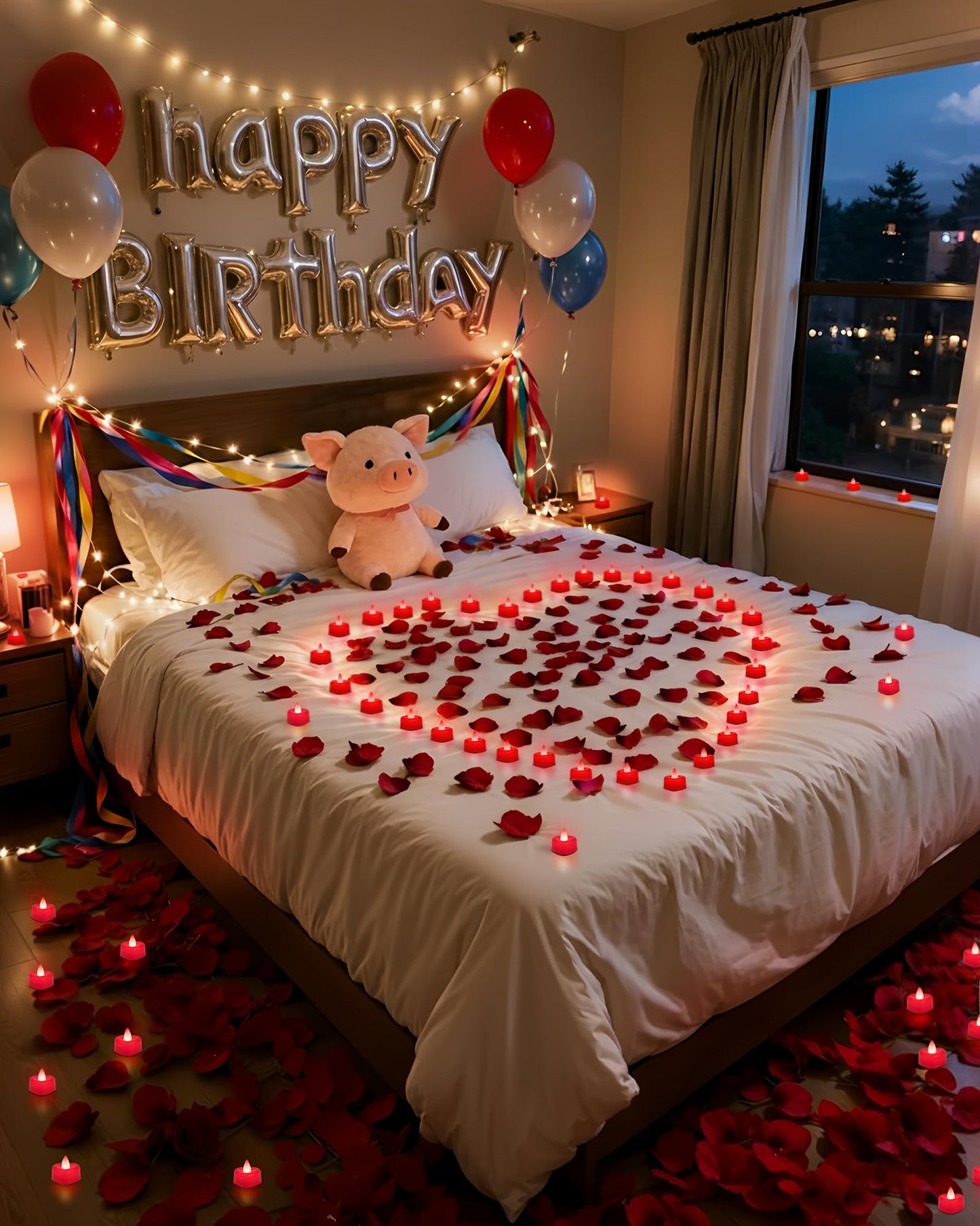 Amagic 1000 Pieces Red Artificial Rose Petals with 12 Red Heart LED Tea Lights, Rose Petals and Candles Set for Proposal, Anniversary, Romantic Night, Wedding Decor
