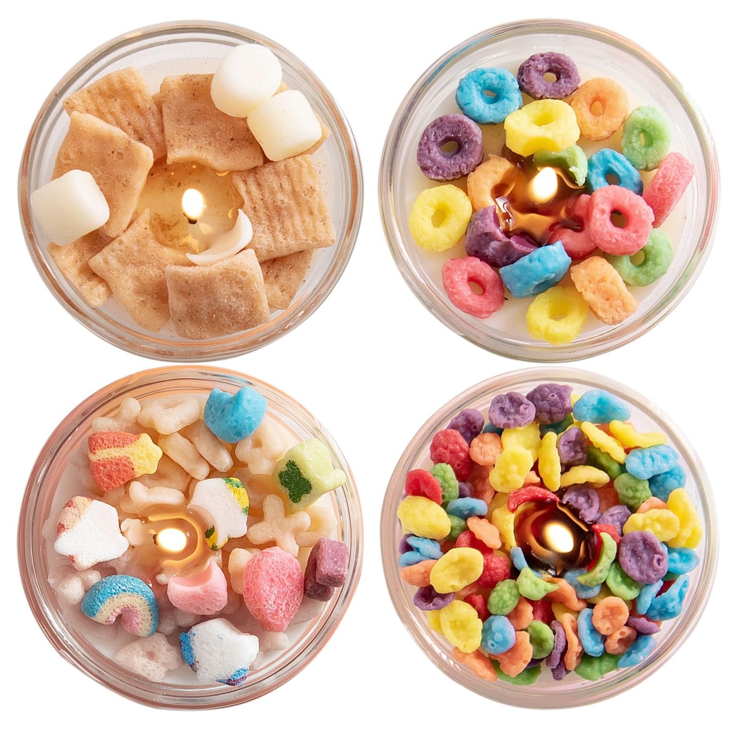 Mini Mix Funny Cereal Bowl Scented Soy Vegetable Wax Candles for Birthday Party Wedding Favor (4pcs/Pack)