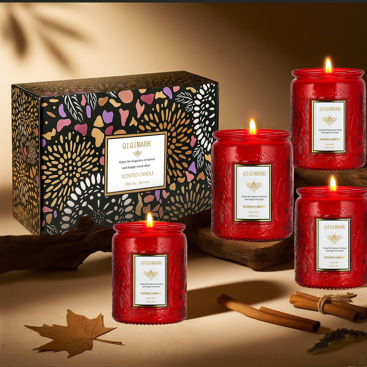 Scented Candles Gift Set for Women, 6 Pack Soy Wax Aromatherapy Candles, Long Lasting Candles for Home, Compatible with Candle Warmer Lamps, Birthday Romantic Gifts, Red Candles