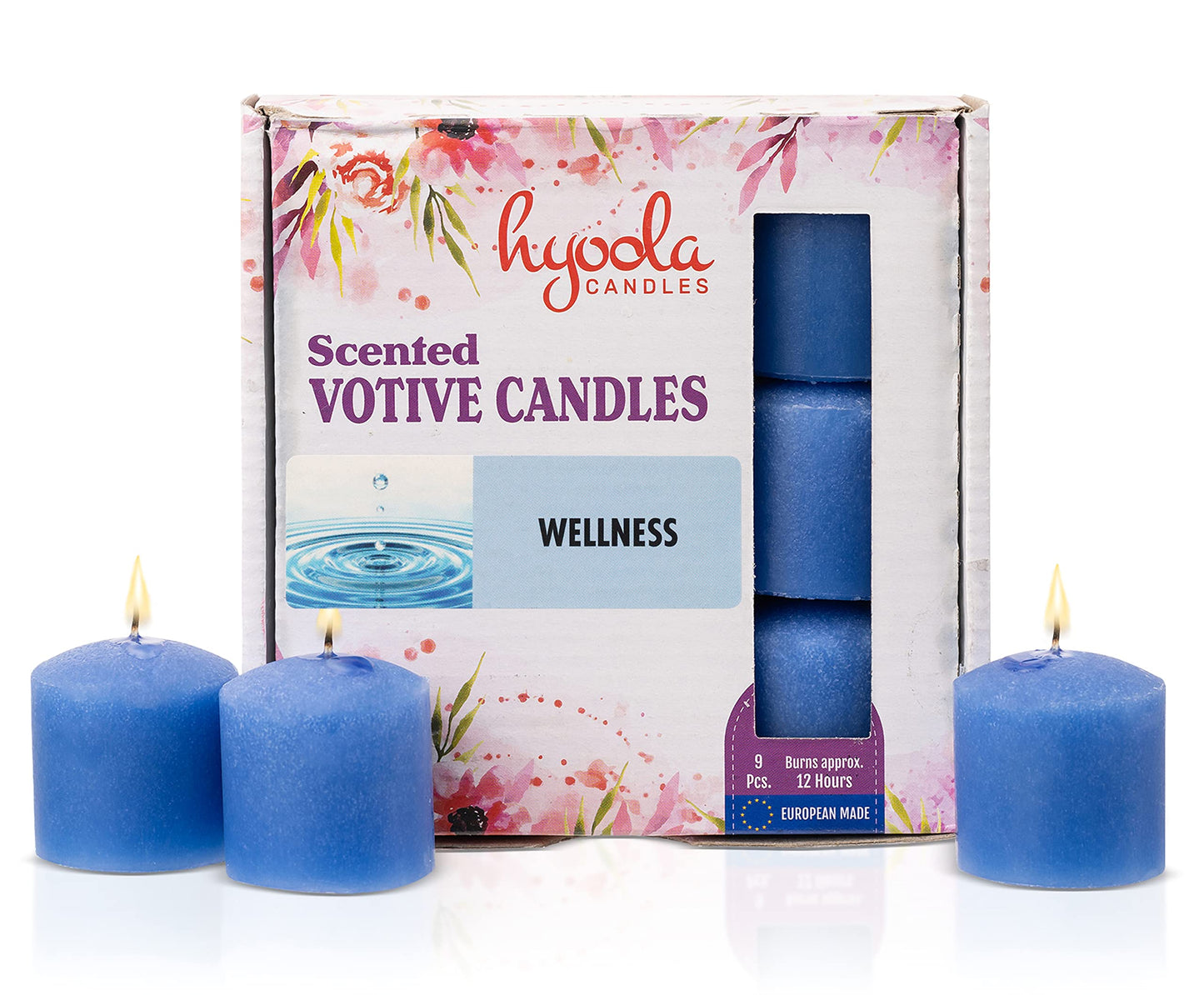 HYOOLA Scented Votive Candles - Wellness Votive Candles -12 Hour Burn Time - 9 Pack - European Made