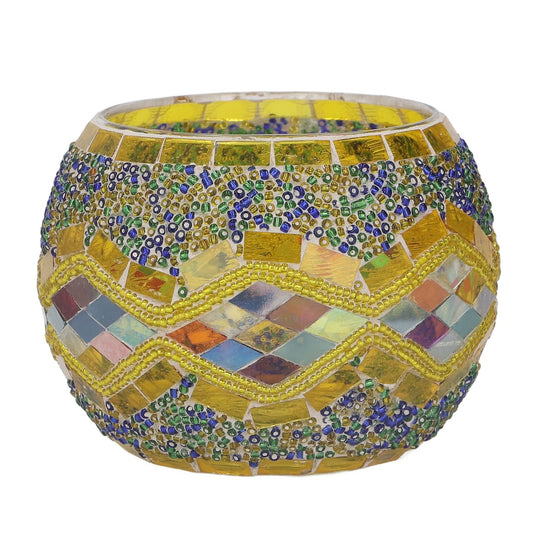 BEIJIALY Glass Votive Candle Holder, Mosaic Tealight Candle Holder Beautiful Romantic European Style Glass Candlestick Holder for Wedding Decoration