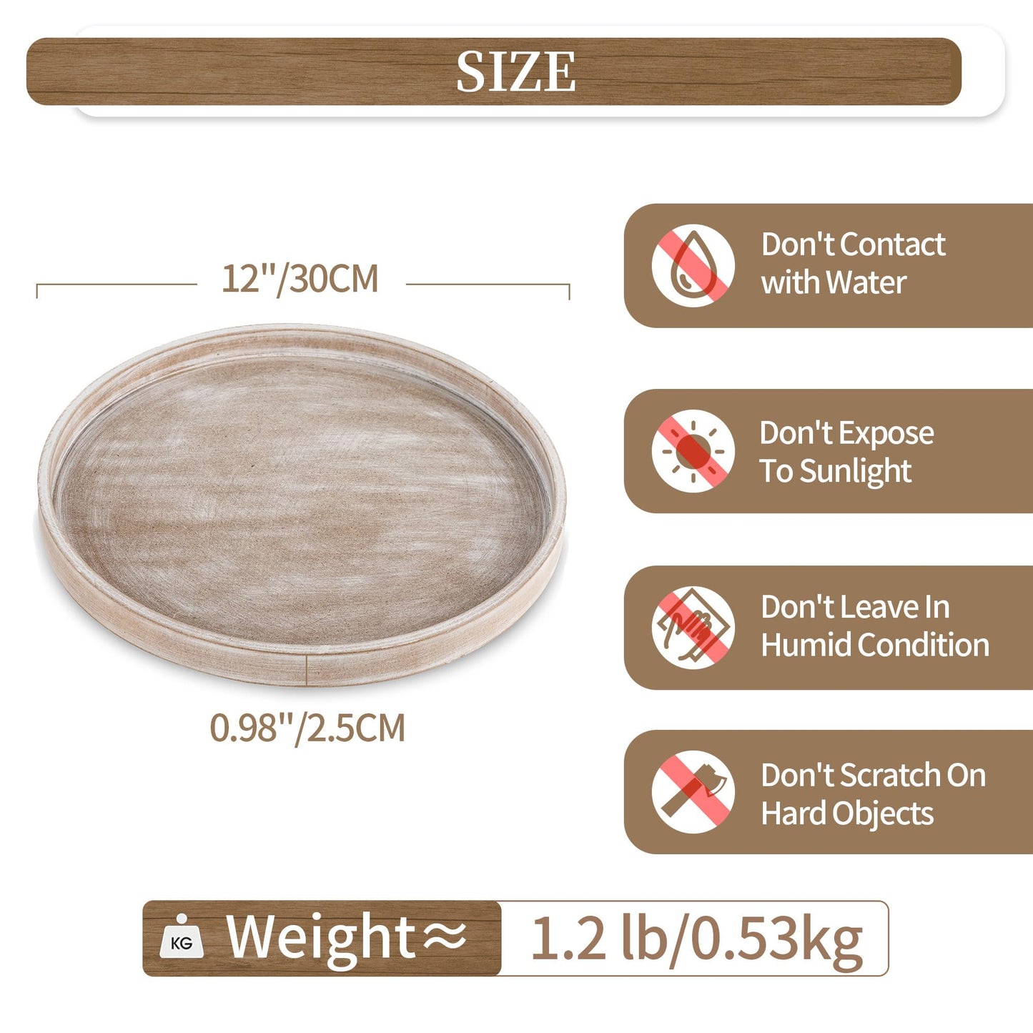 Hanobe Candle Plate Holder Tray: Whitewash Round Wood Candle Plate Decorative Centerpiece Small Tealight Pillar Trays for Living Room Dining Coffee Table Home Decor