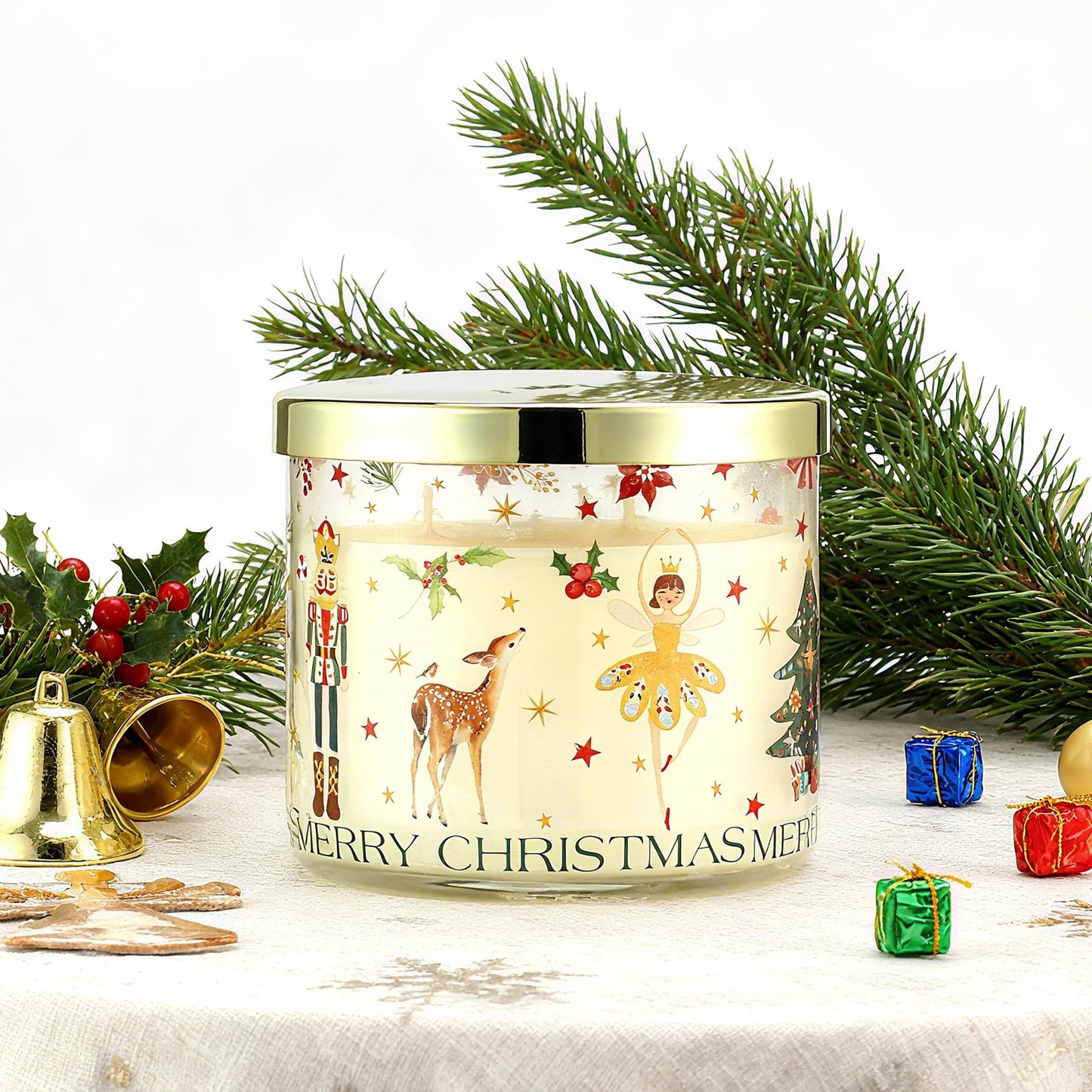 Christmas Candle, Pine Scented Candle, Xmas Candle Gift, Christmas Tree Nutcracker Ballet Girl Design, Winter Candles Gift, 14oz