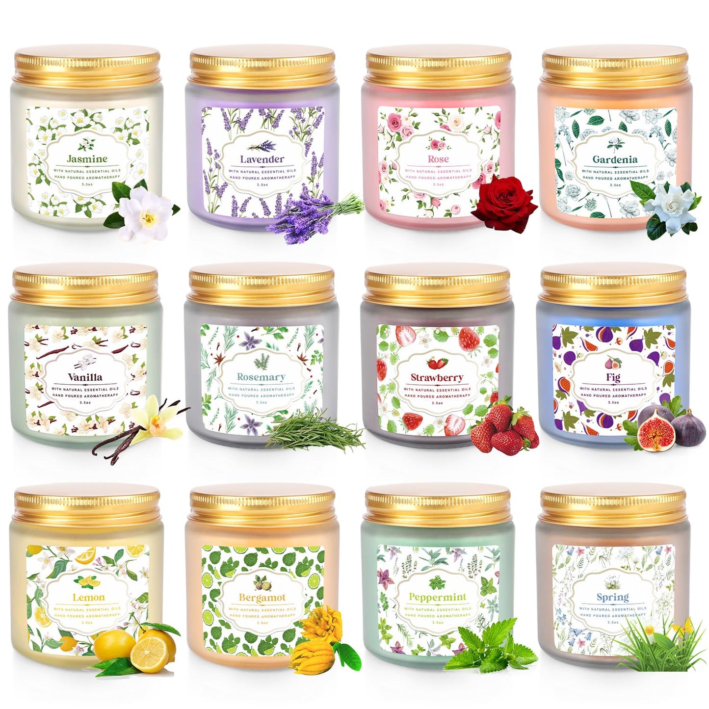 YOROXRG 24 Pack Scented Candles with Added Natural Essential Oils, 3.5oz, Suitable for Various Festivals, Parties, Yoga, and Home Scene