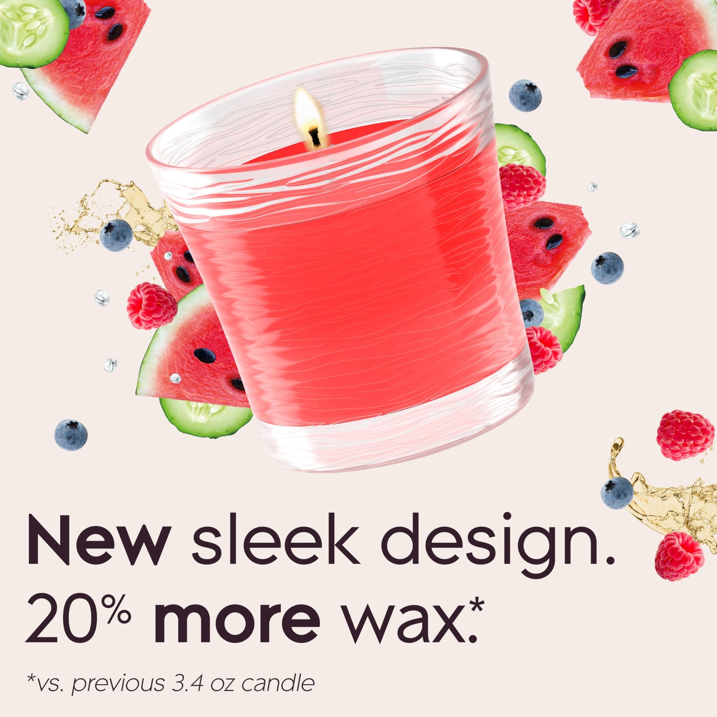 Glade 1-Wick 2in1 Scented Candle Jar, Bubbly Berry Splash & Watermelon Refresher, Air Freshener Infused with Essential Oils, 4.08 Oz, 2 Count